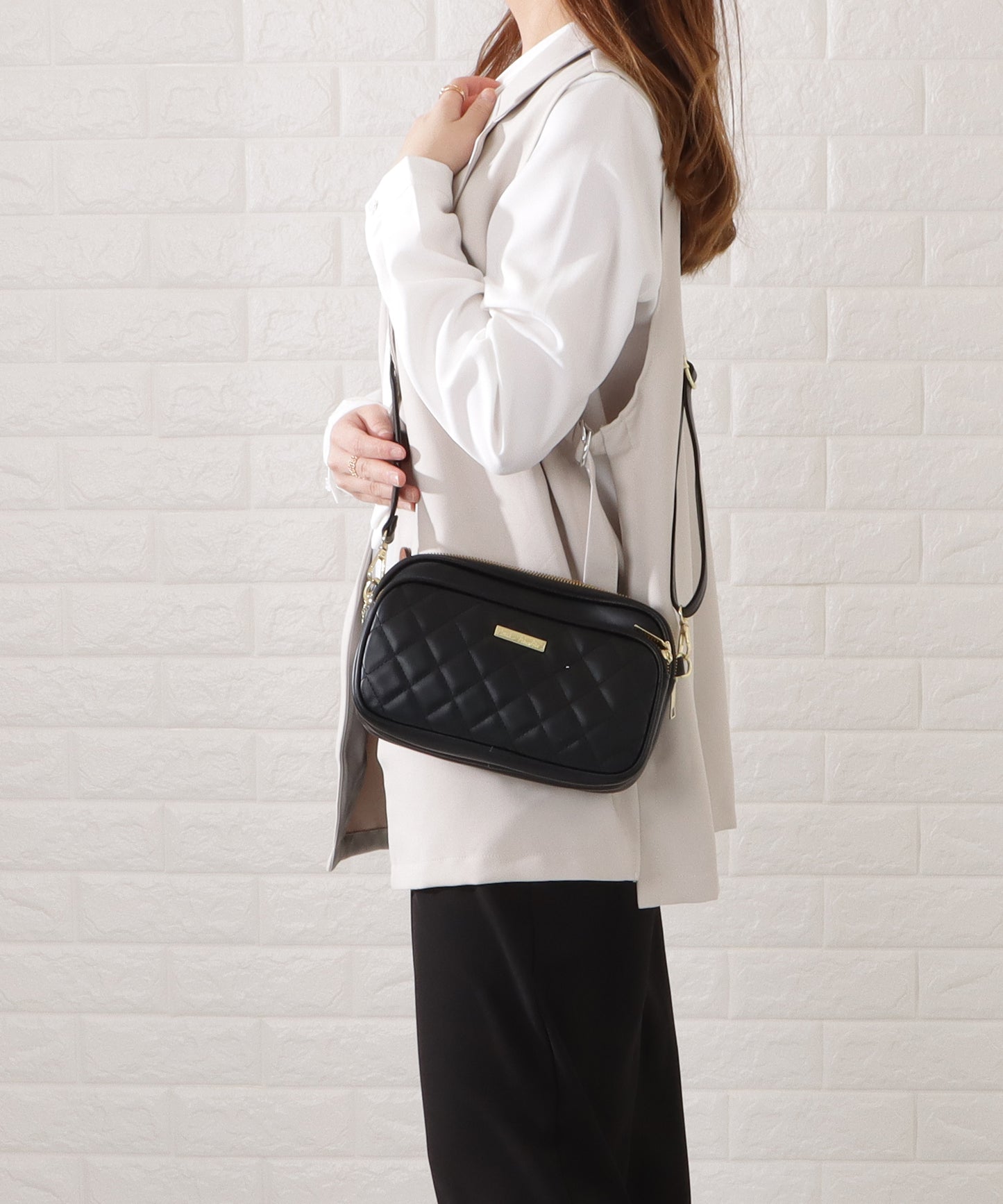 3ポケットキルティングショルダーバッグ