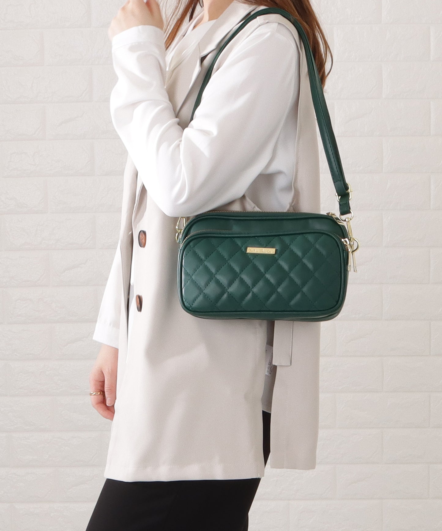 3ポケットキルティングショルダーバッグ