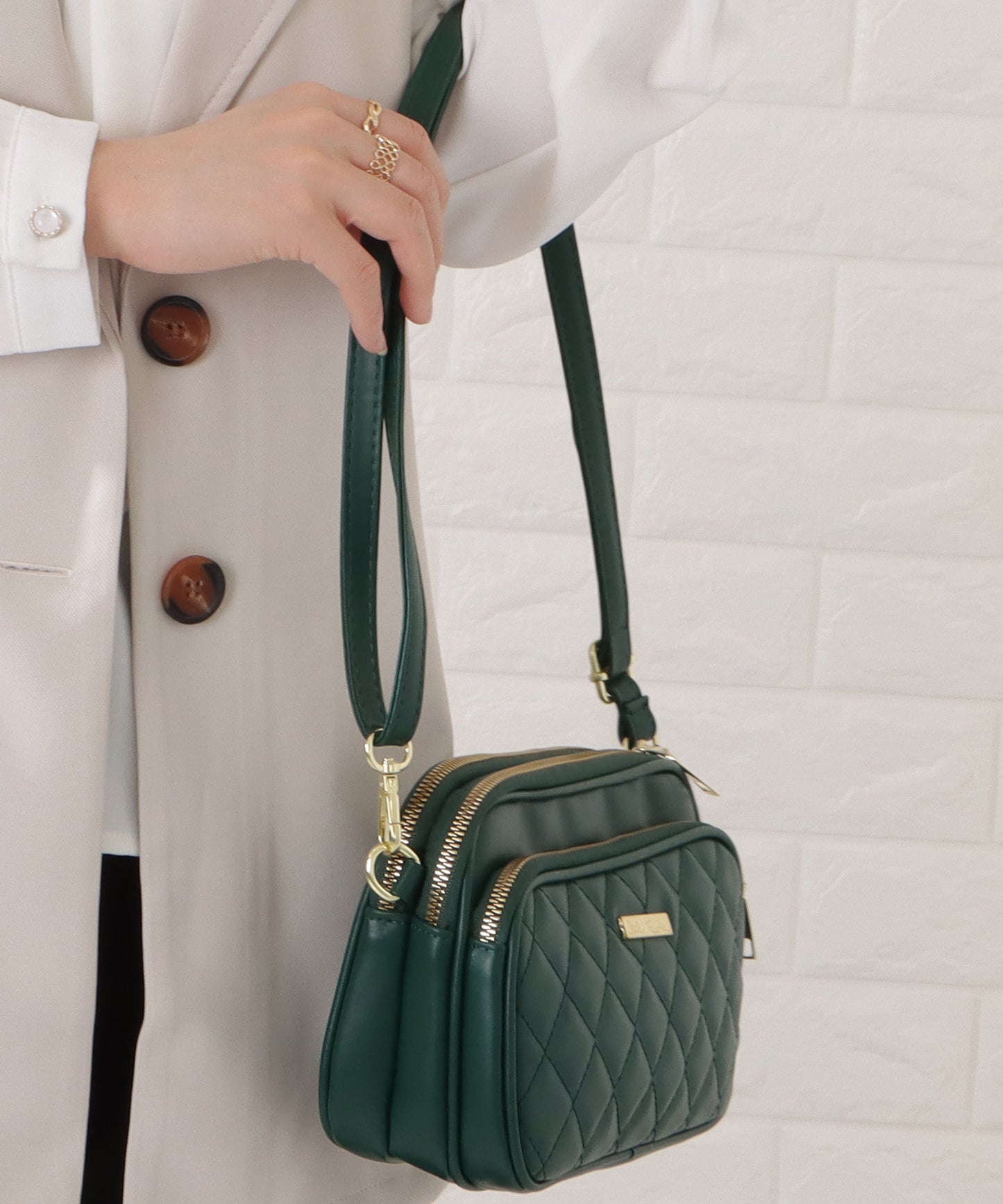 3ポケットキルティングショルダーバッグ