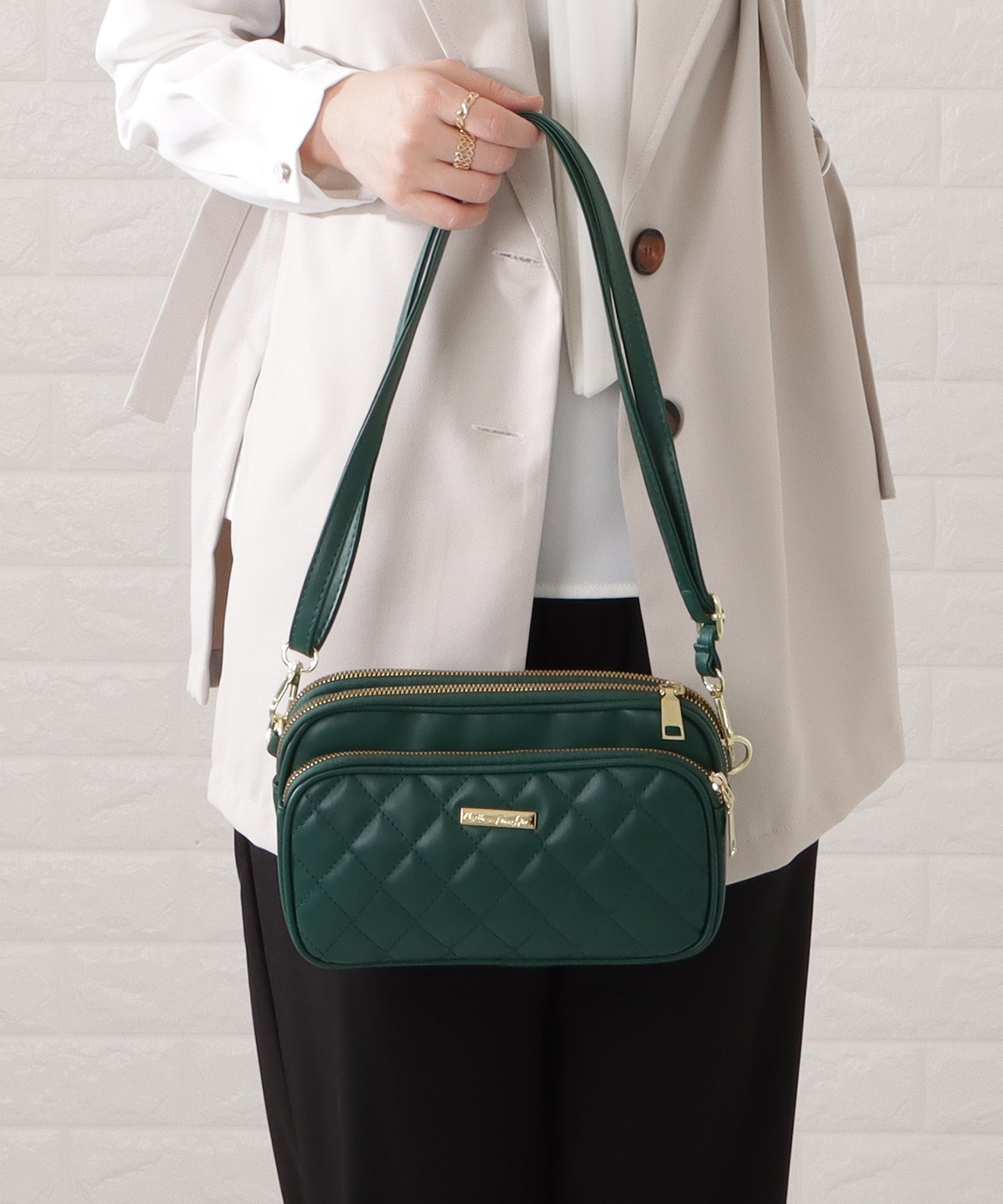 3ポケットキルティングショルダーバッグ