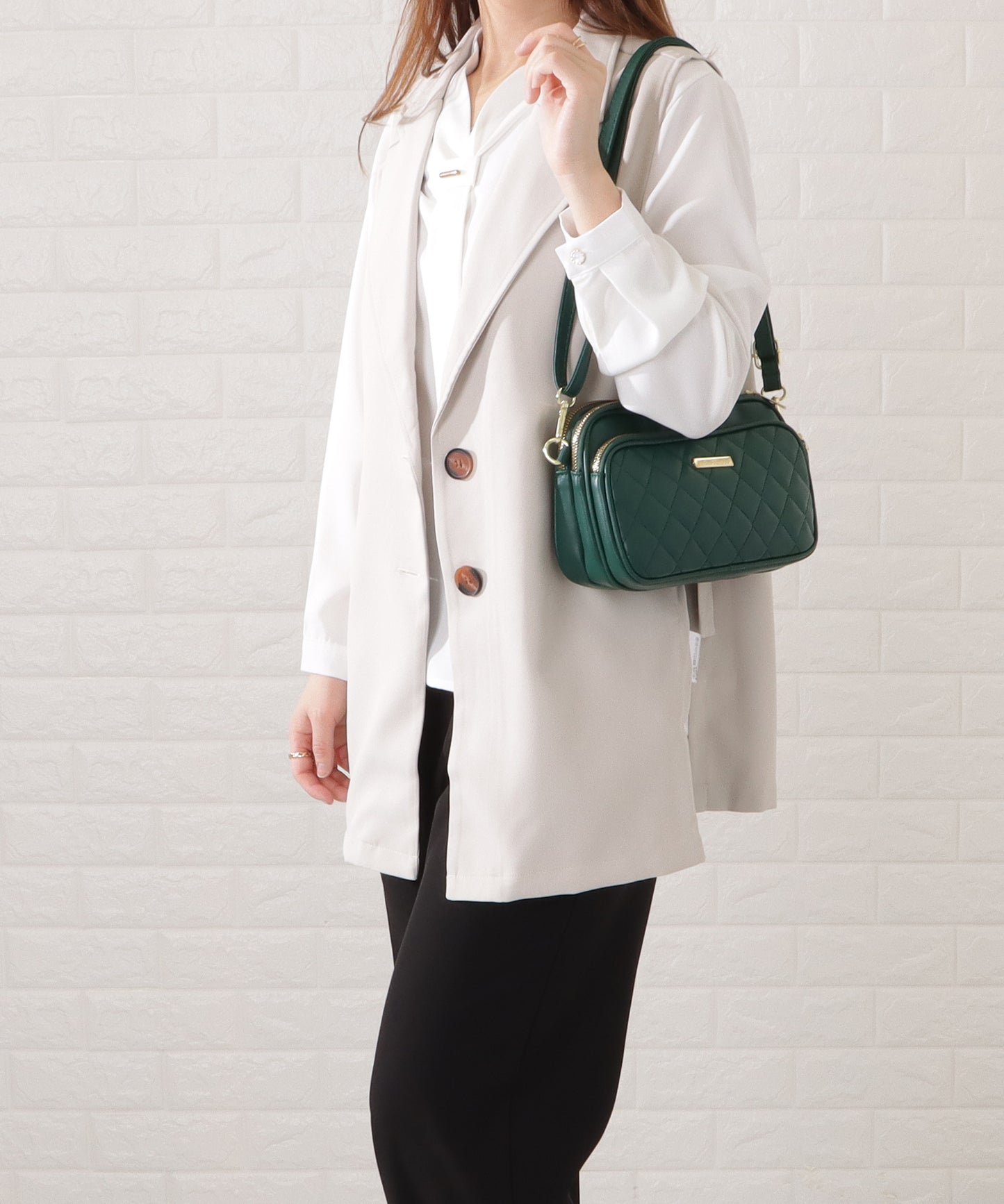 3ポケットキルティングショルダーバッグ