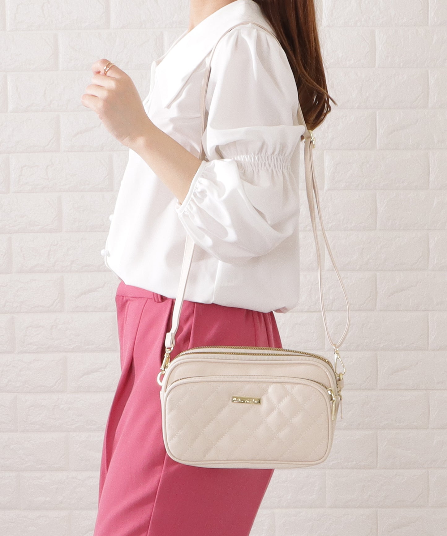 3ポケットキルティングショルダーバッグ