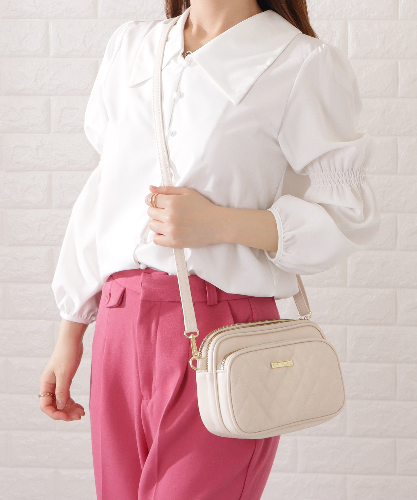 3ポケットキルティングショルダーバッグ