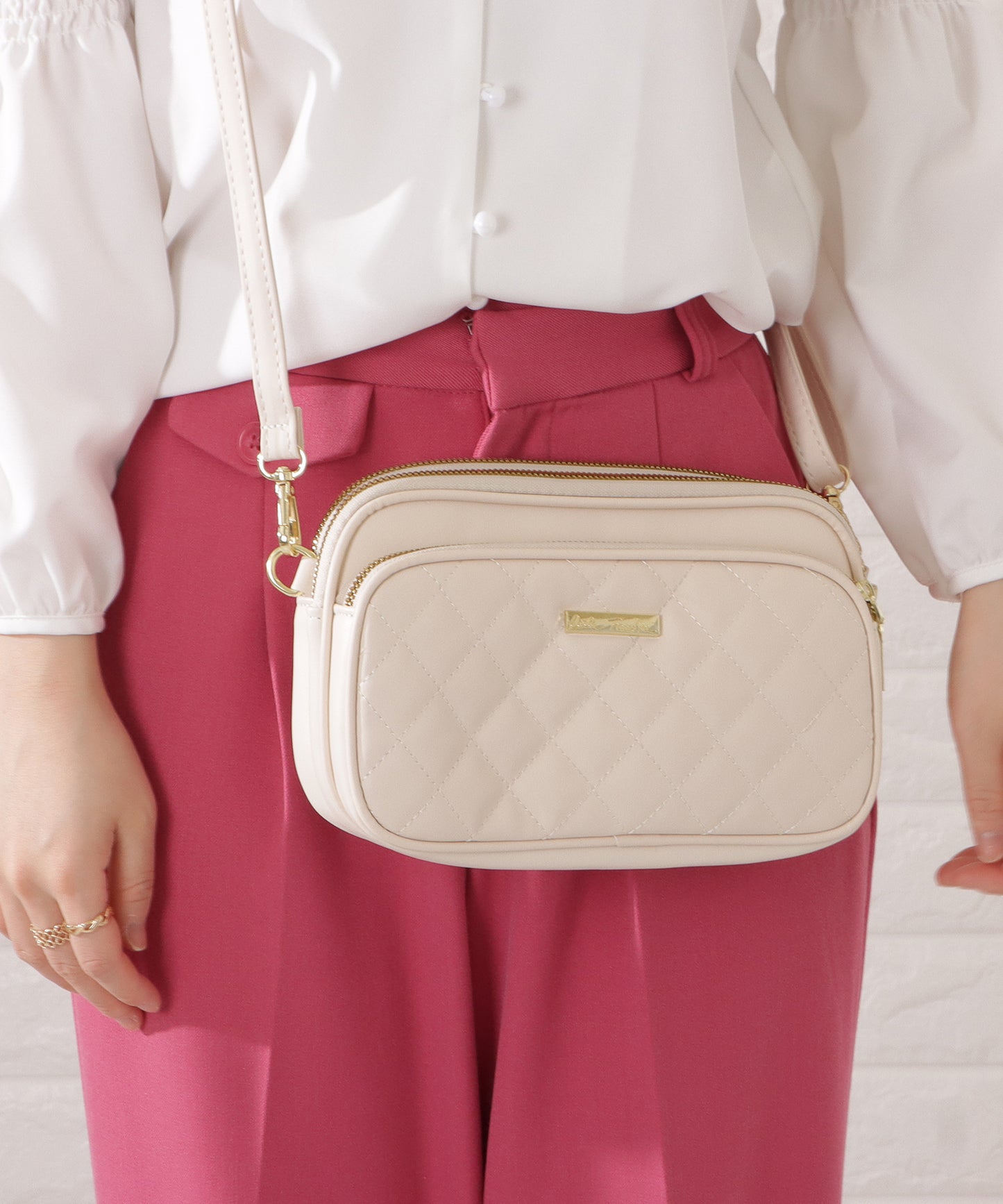 3ポケットキルティングショルダーバッグ