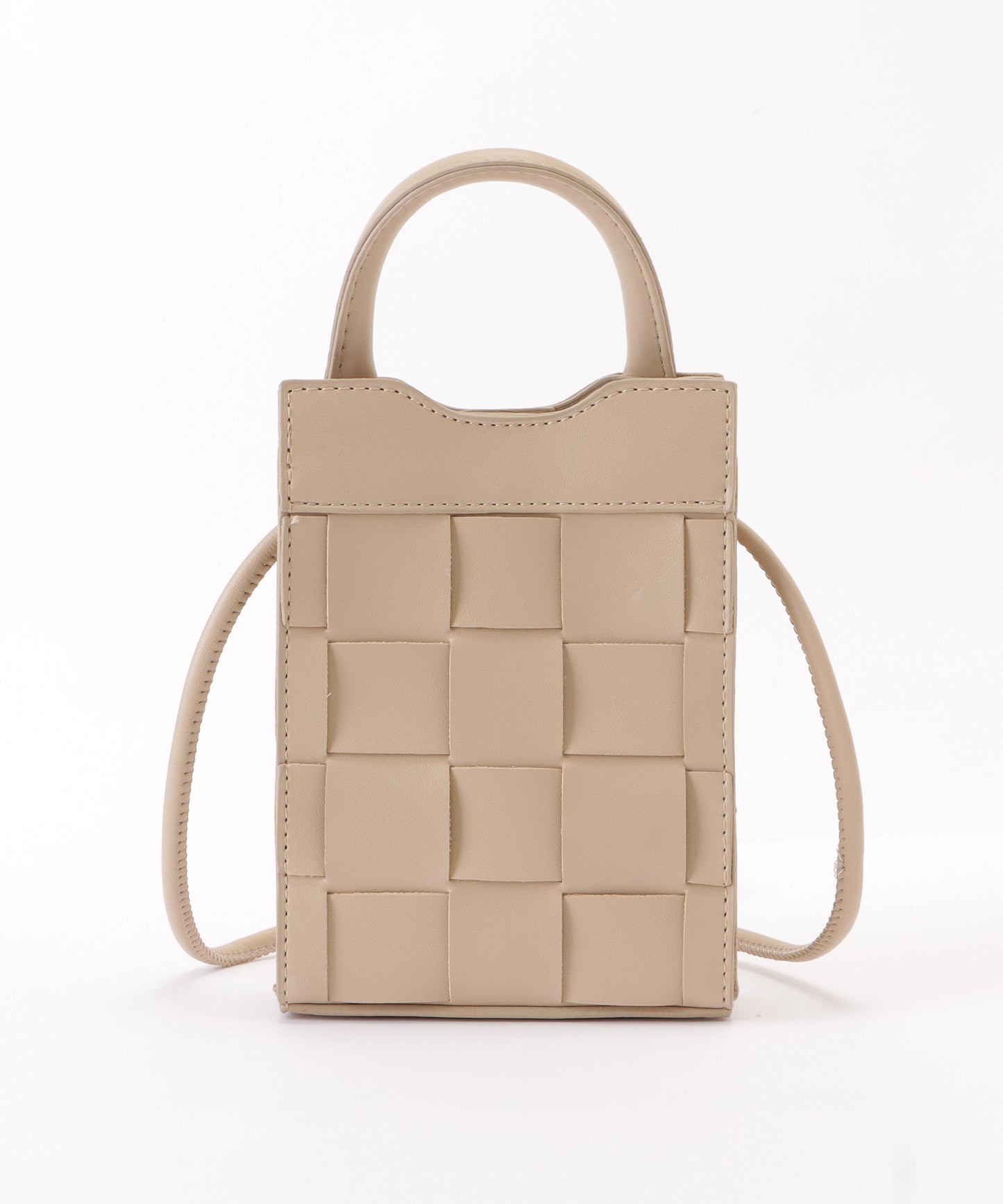 レザー調スクエアメッシュコンパクトショルダーバッグ