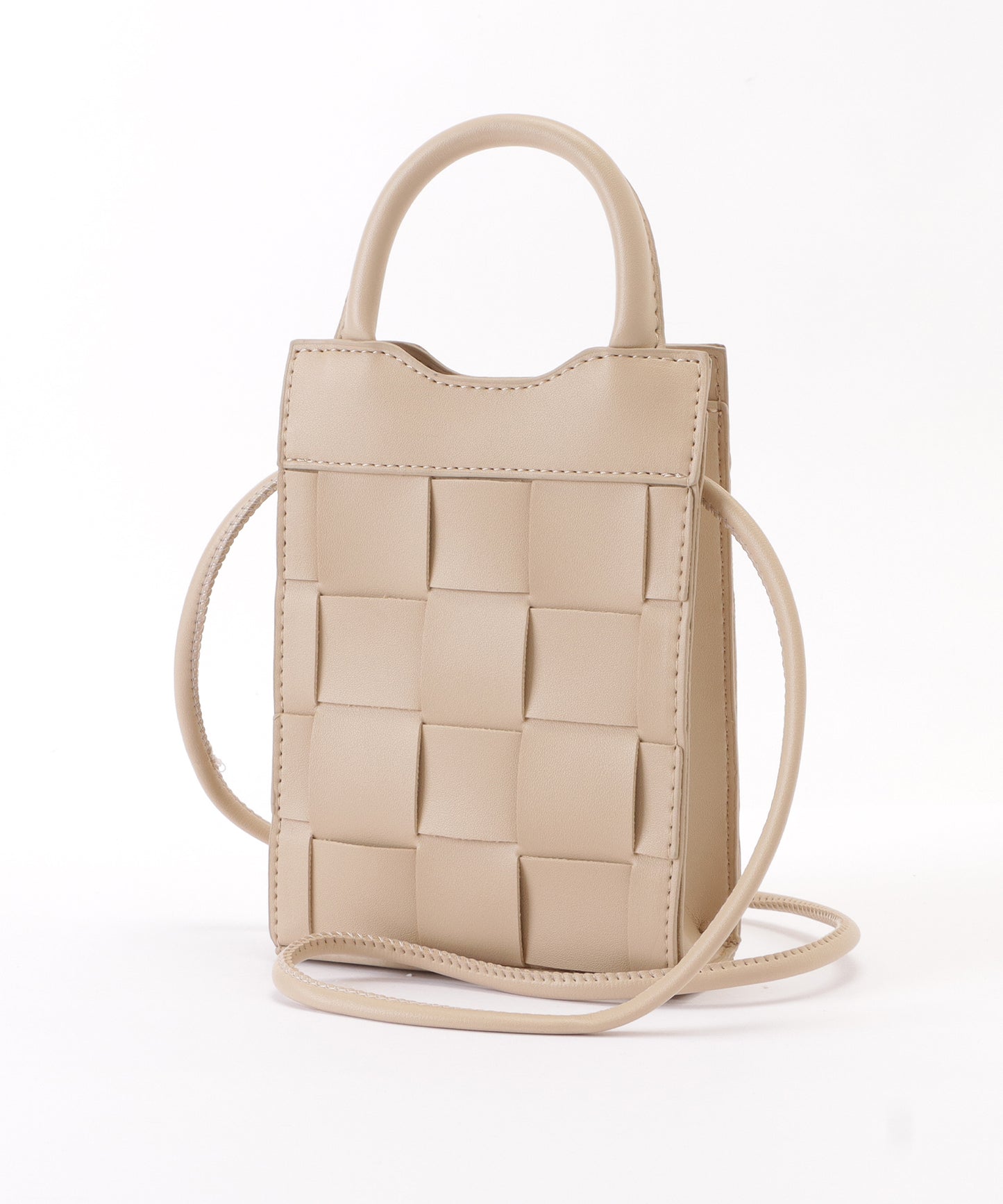 レザー調スクエアメッシュコンパクトショルダーバッグ