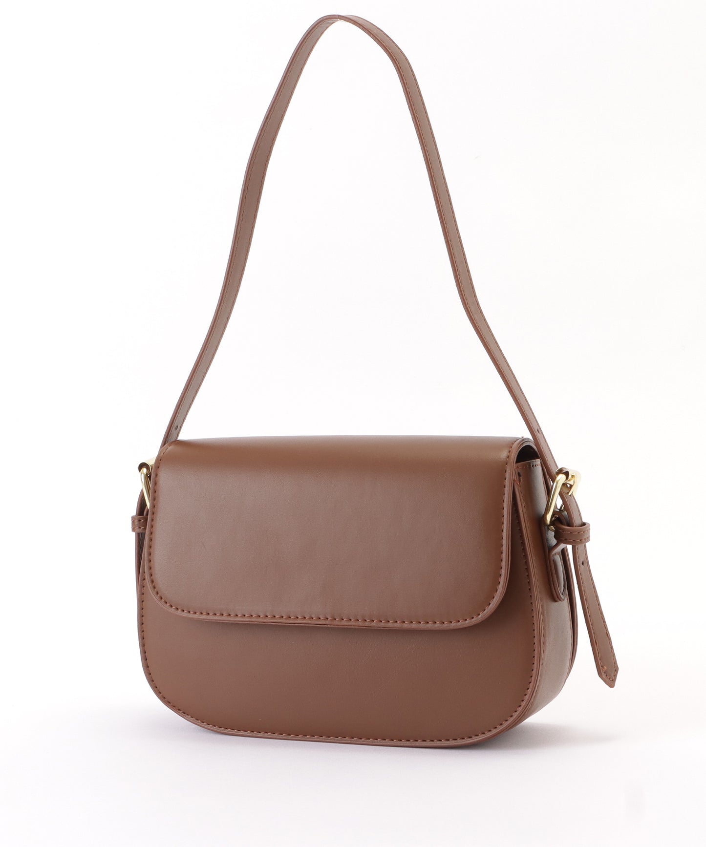 レザー調ラウンドショルダーバッグ