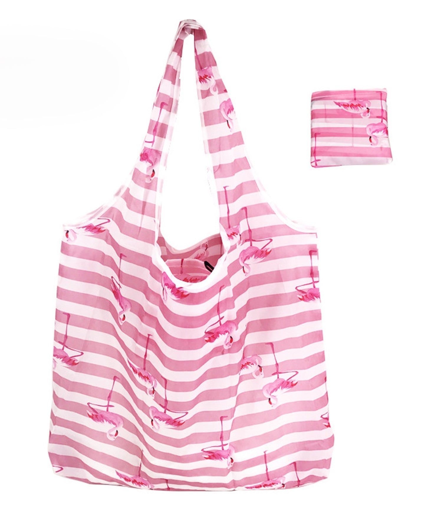 同柄2枚セット 大容量プリント折りたたみコンパクトエコバッグ