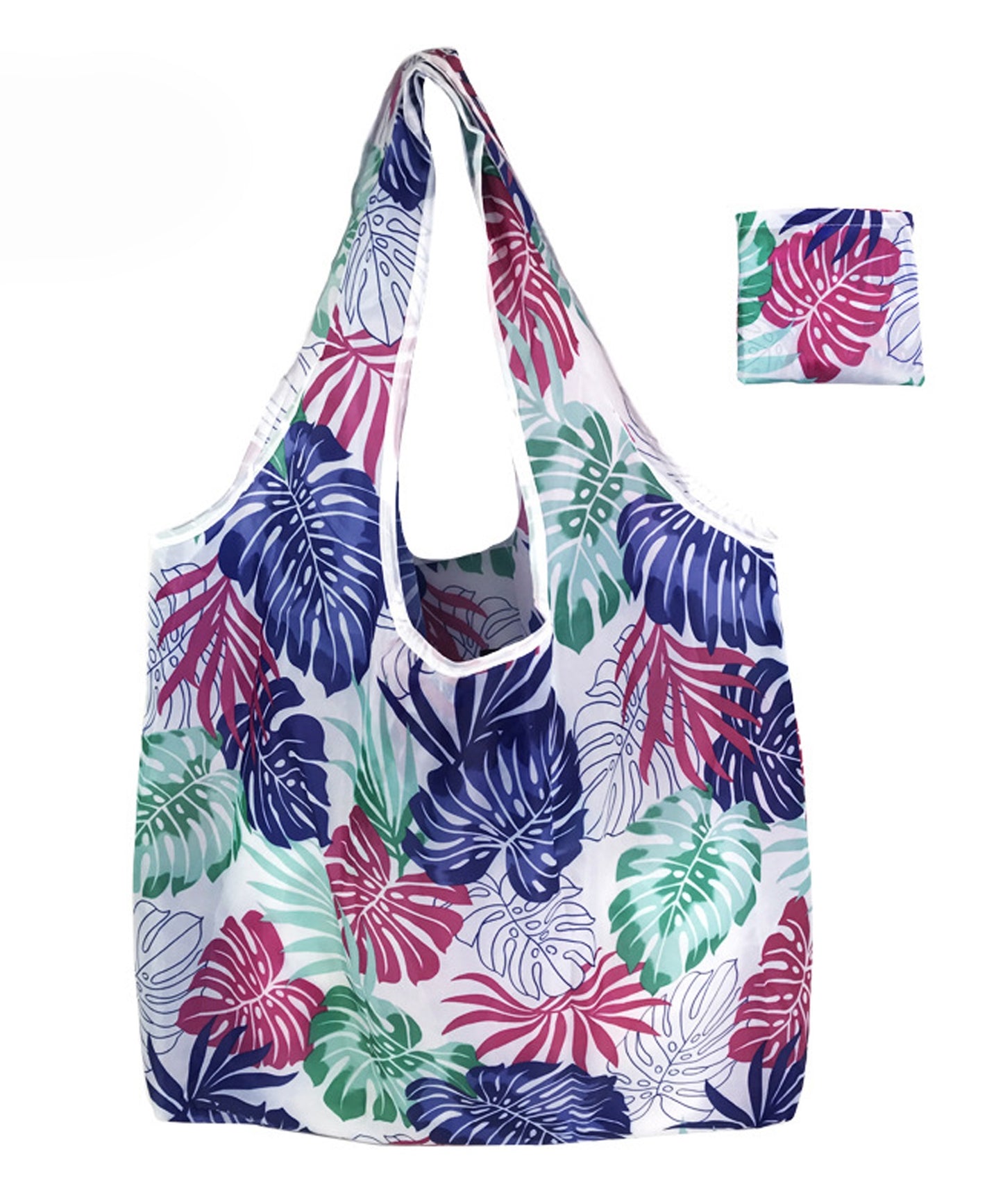 同柄2枚セット 大容量プリント折りたたみコンパクトエコバッグ