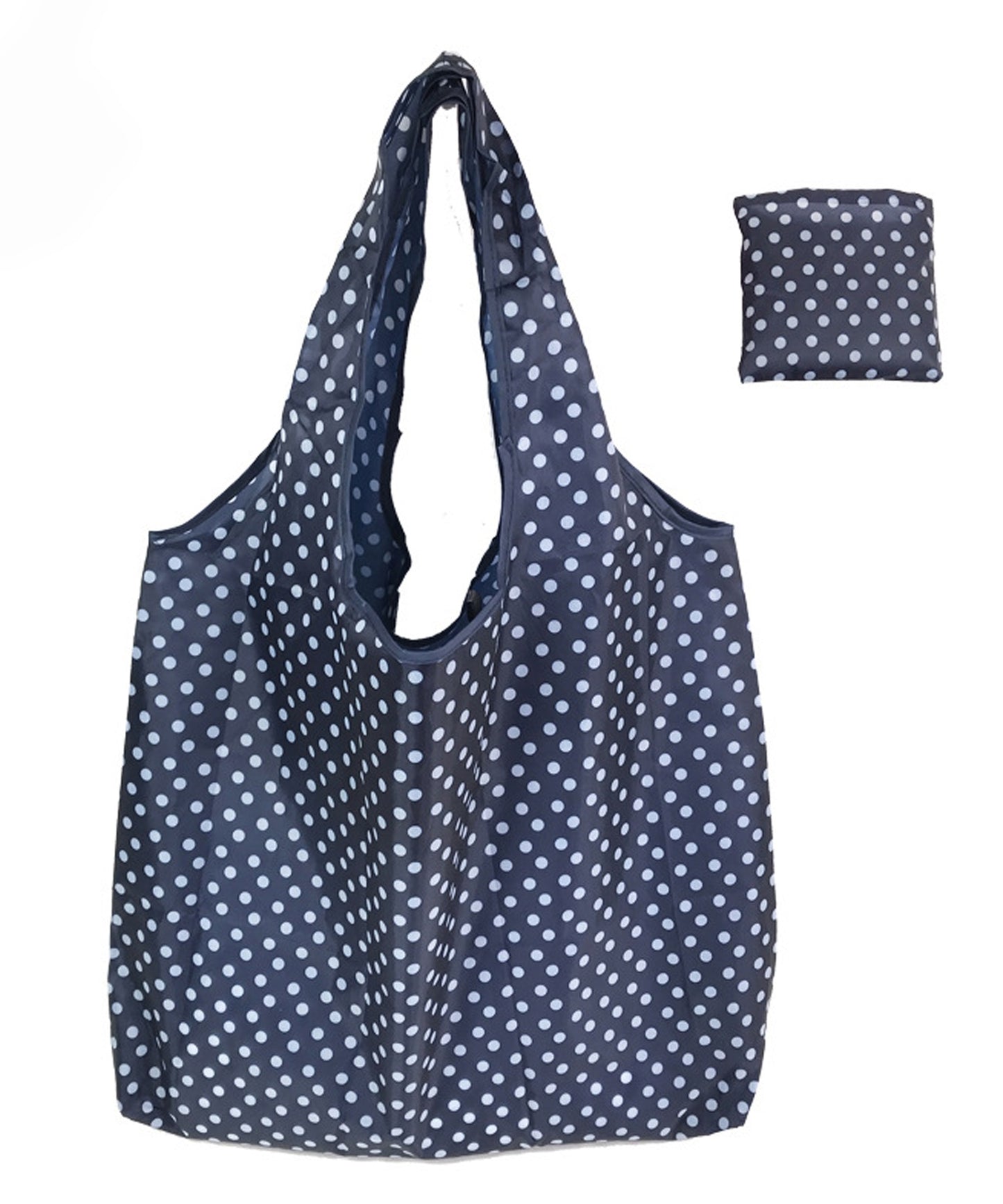 同柄2枚セット 大容量プリント折りたたみコンパクトエコバッグ