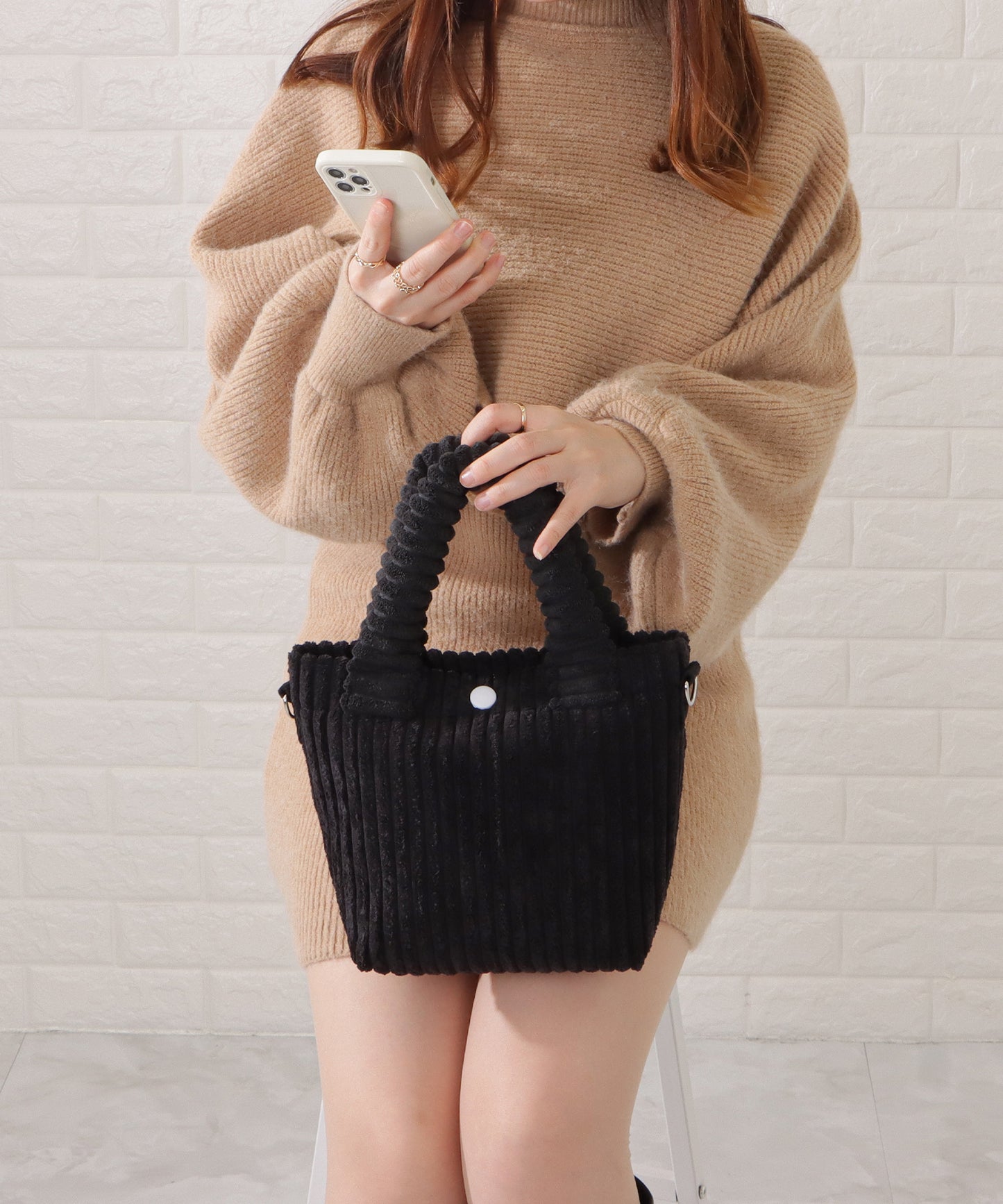 コーデュロイ2WAYミニショルダーバッグ