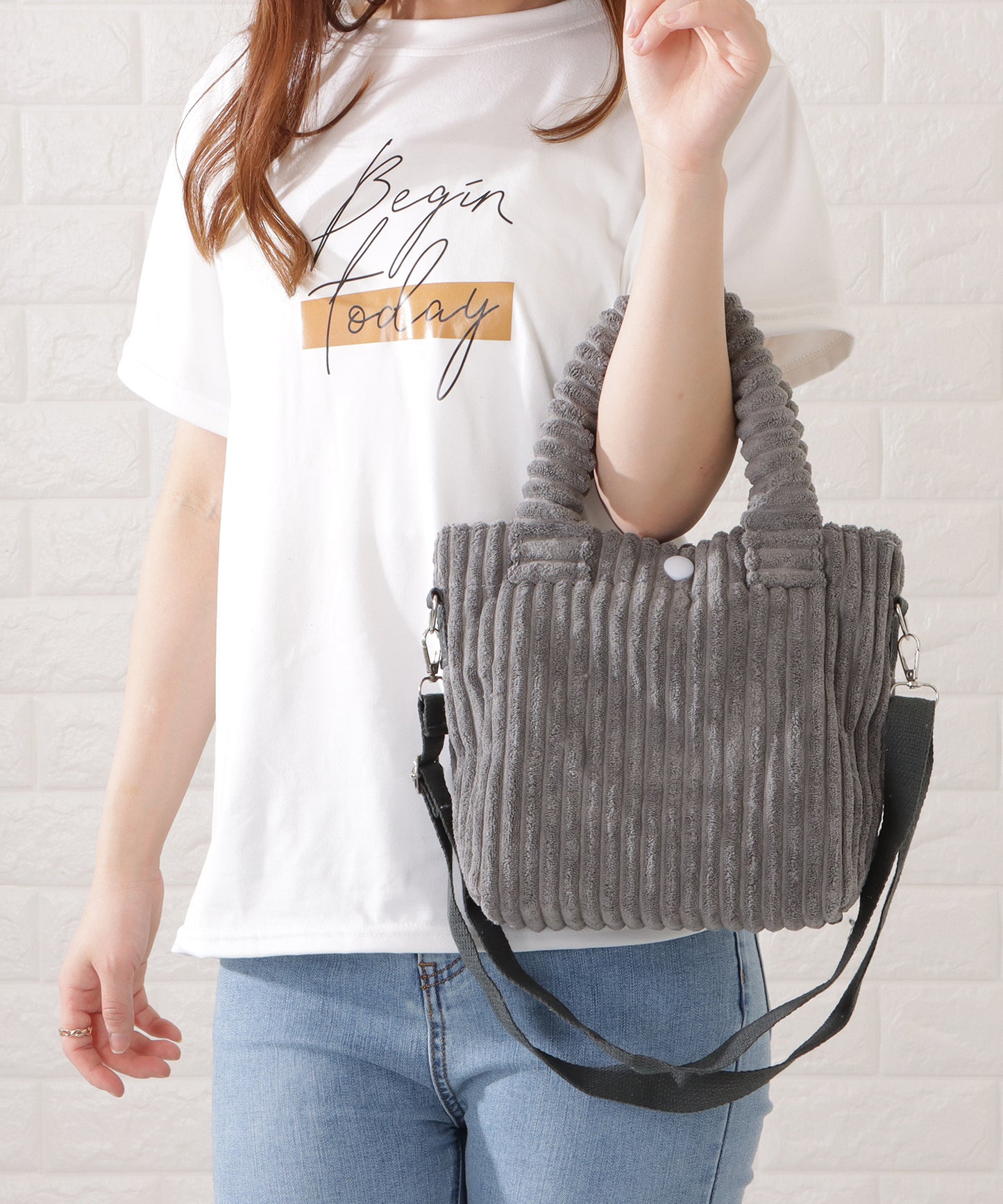 コーデュロイ2WAYミニショルダーバッグ