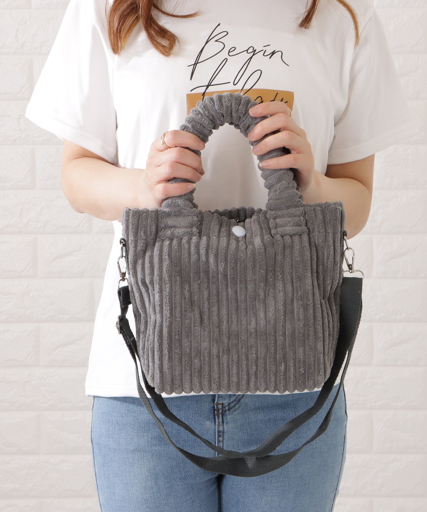 コーデュロイ2WAYミニショルダーバッグ