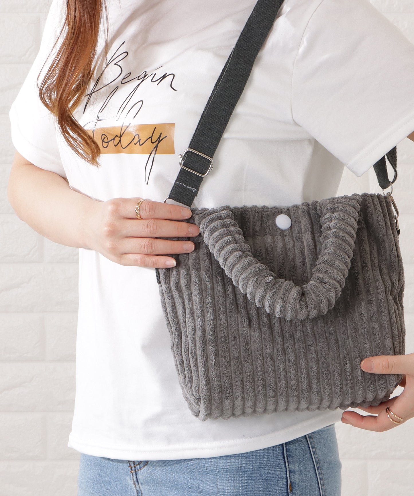 コーデュロイ2WAYミニショルダーバッグ