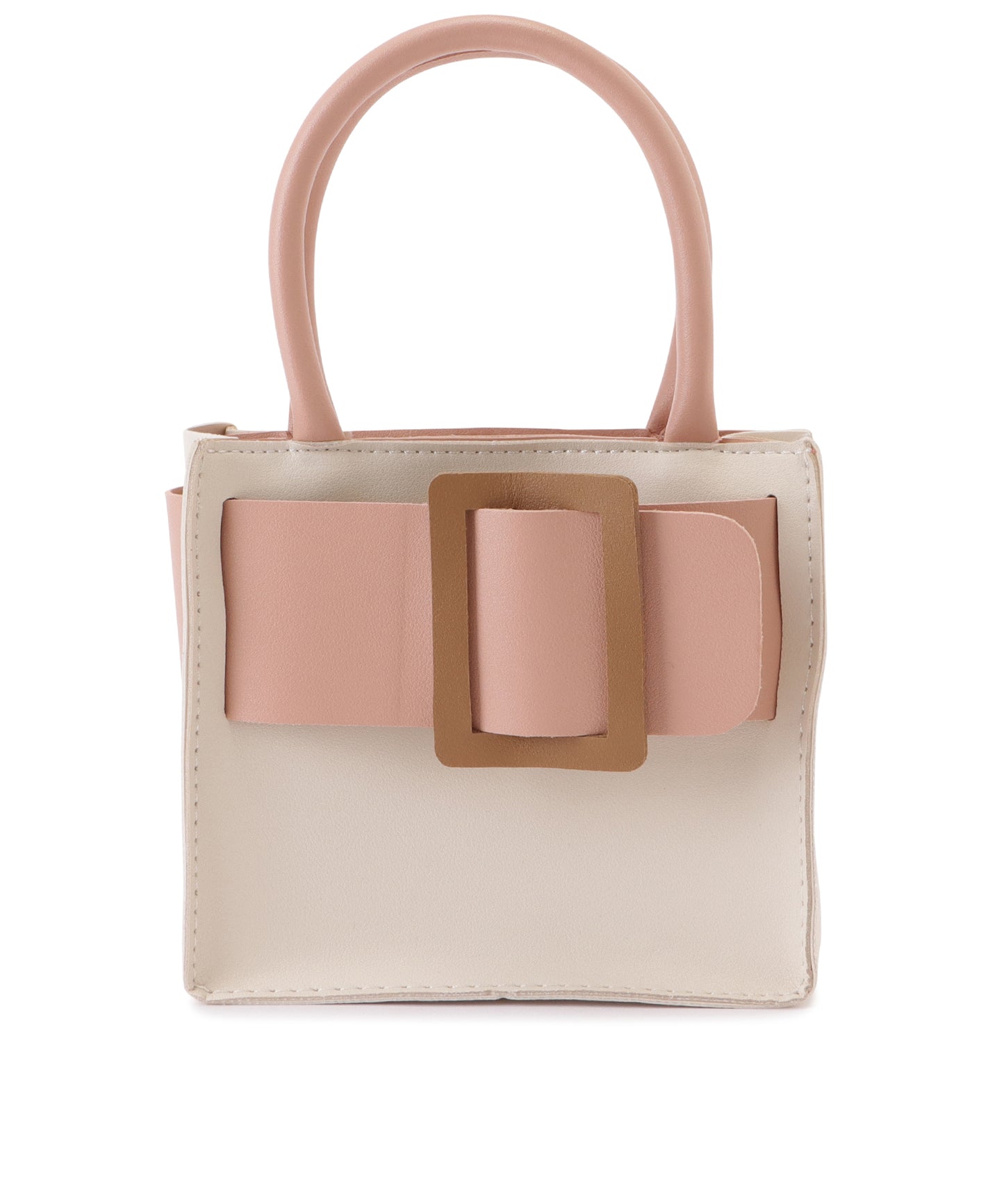 レザー調2WAYベルトデザインスクエアバッグ