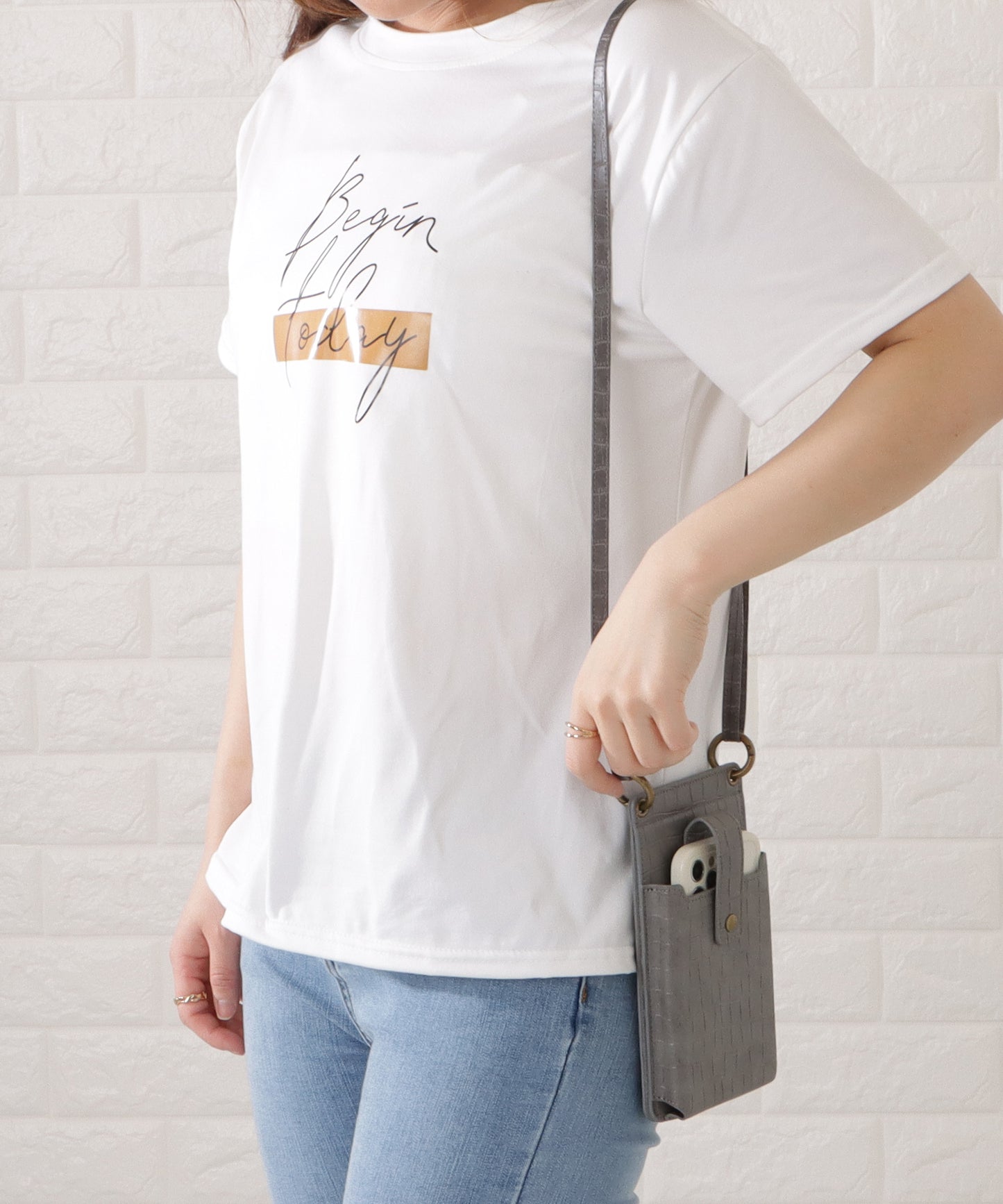 クロコダイルレザー調2WAYスマホショルダーバッグ