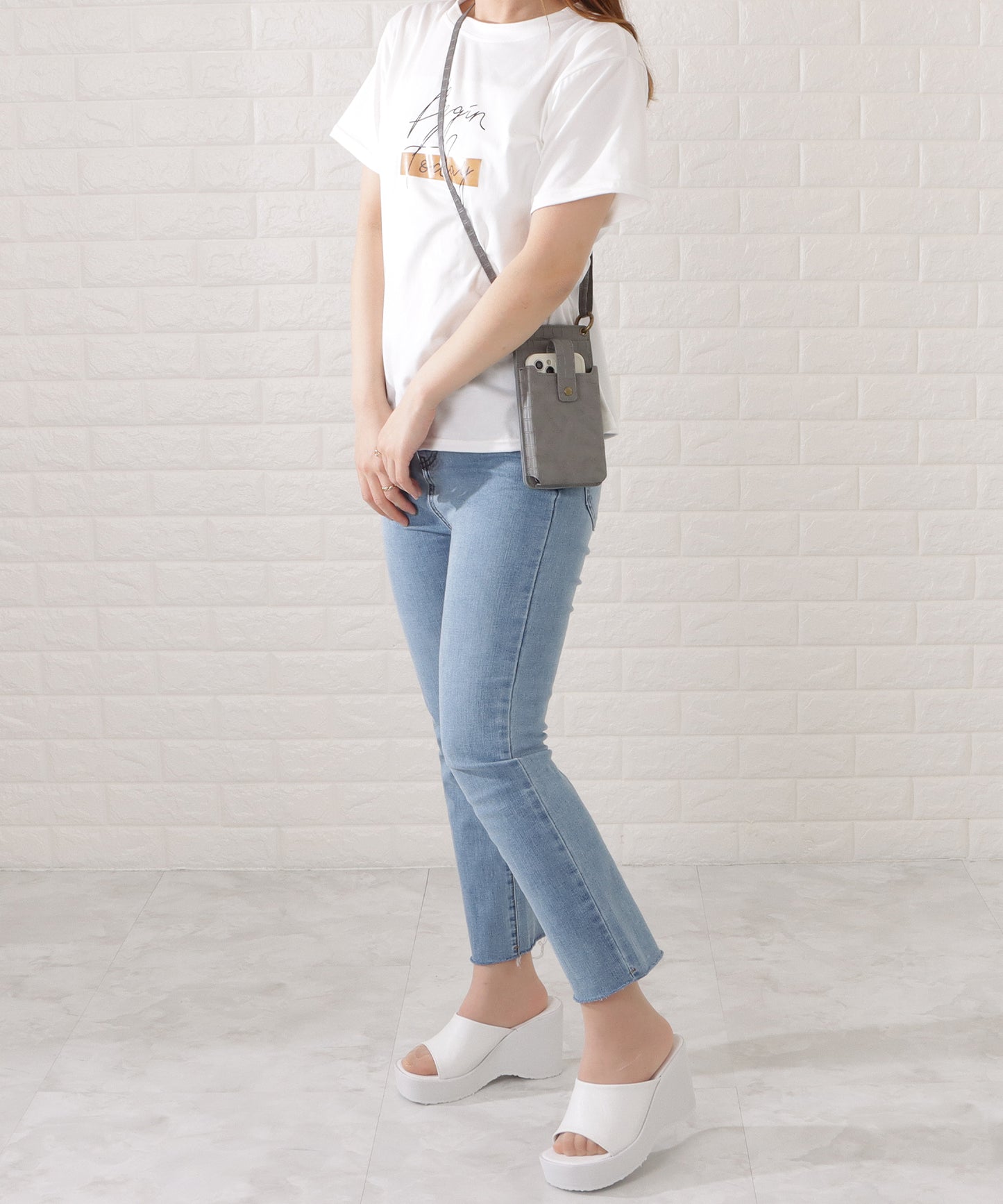 クロコダイルレザー調2WAYスマホショルダーバッグ