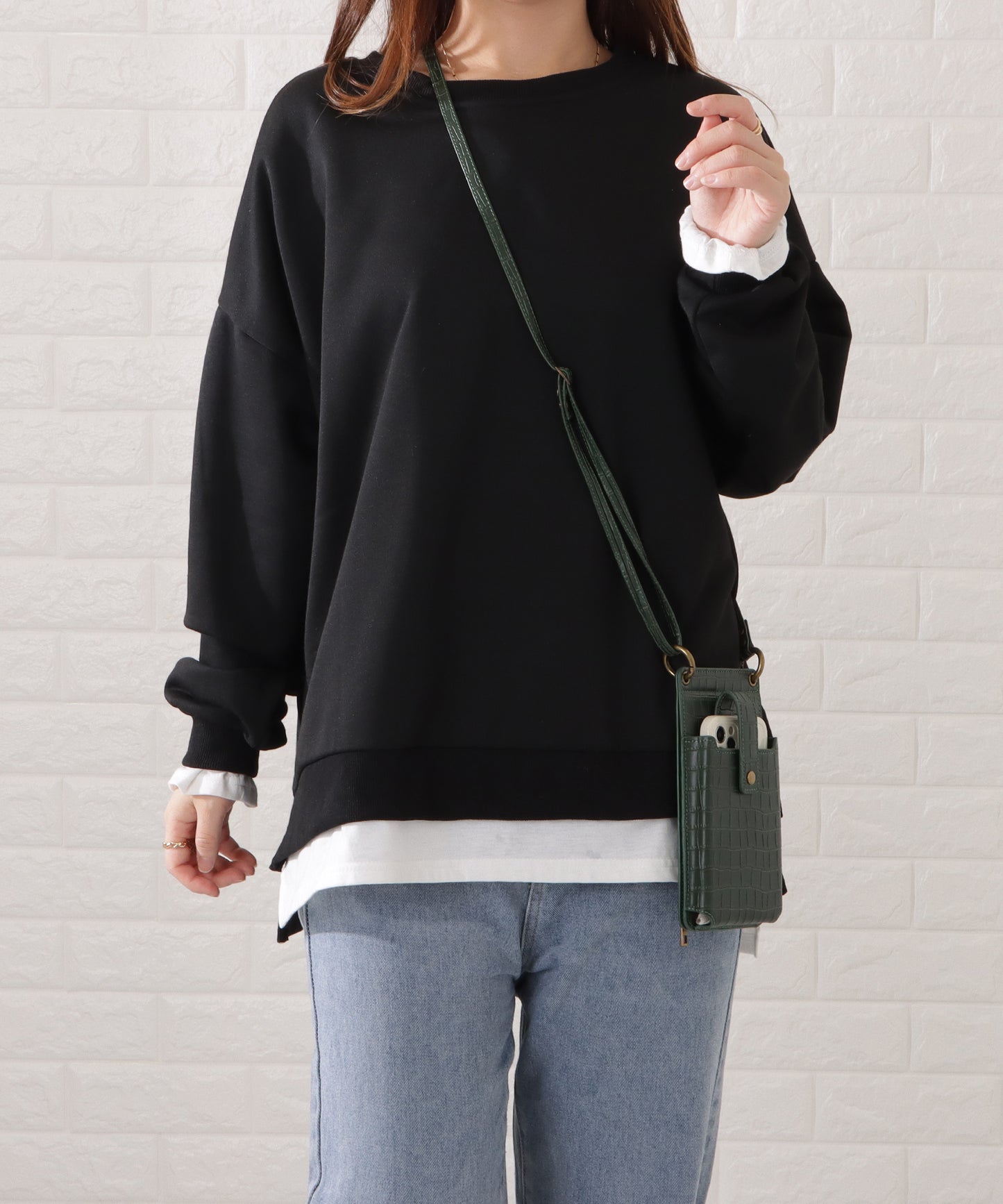 クロコダイルレザー調2WAYスマホショルダーバッグ