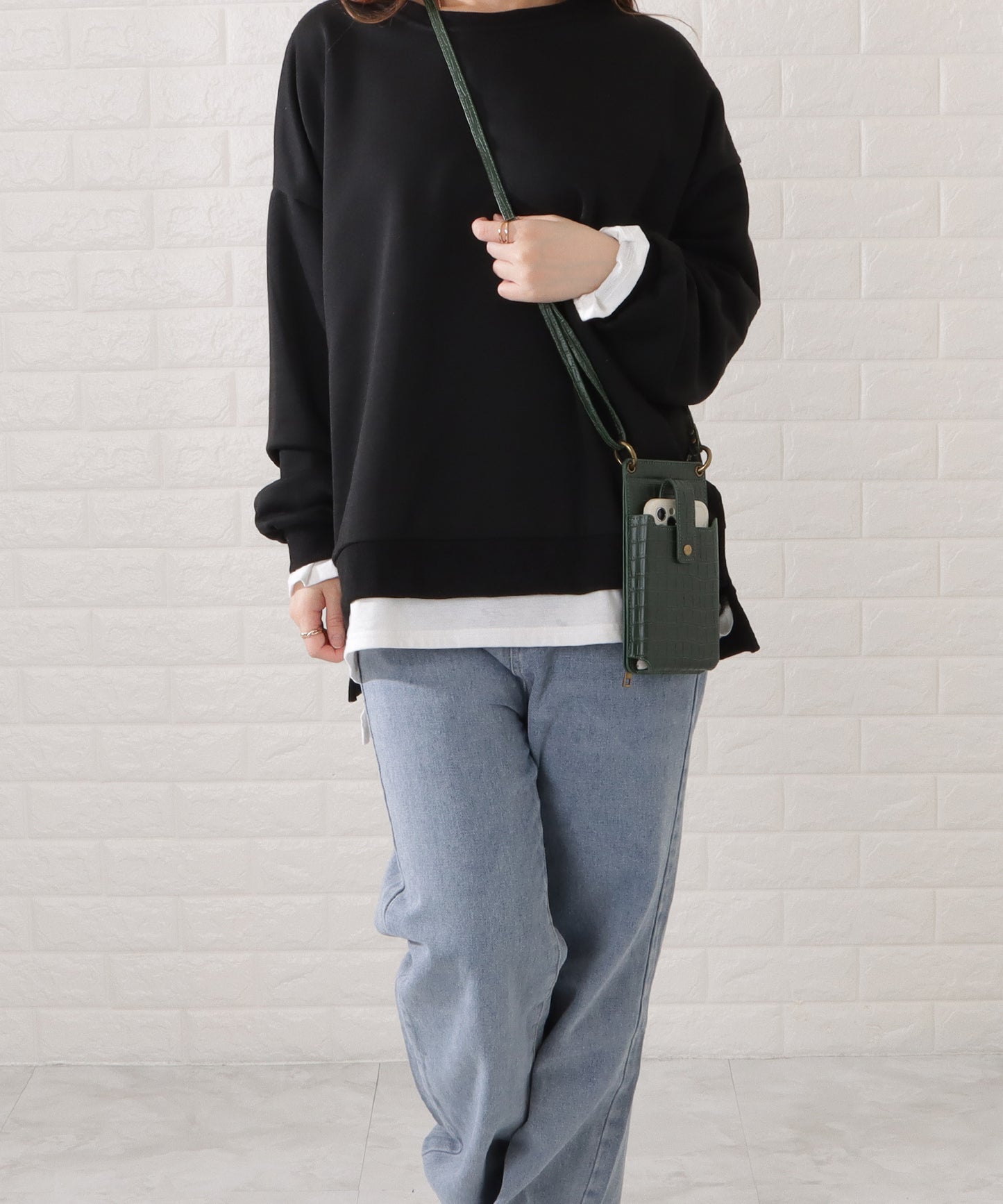 クロコダイルレザー調2WAYスマホショルダーバッグ