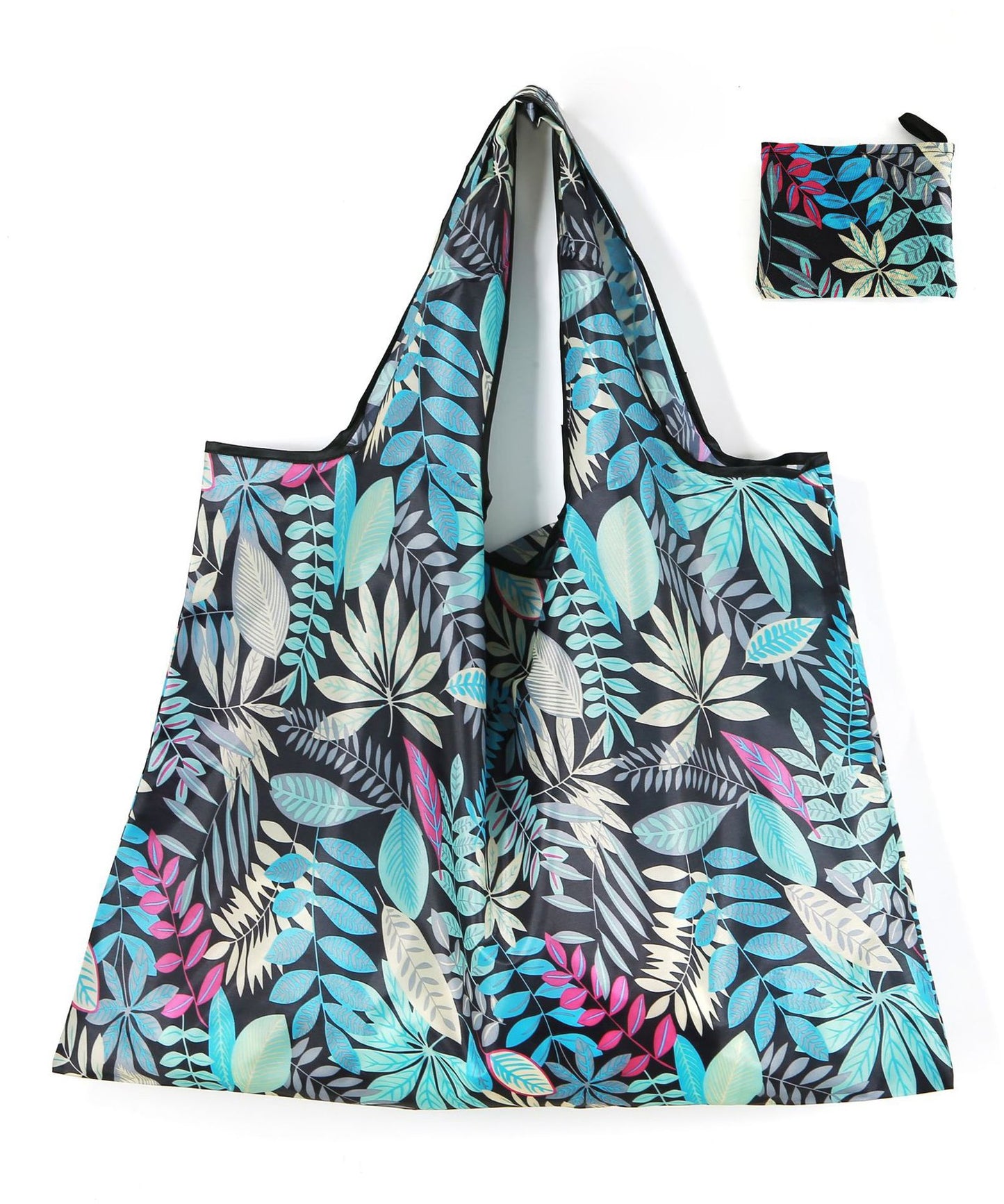 同柄2枚セット 大容量プリント折りたたみコンパクトエコバッグ