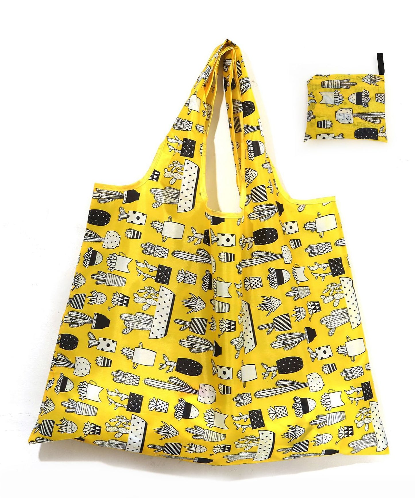 同柄2枚セット 大容量プリント折りたたみコンパクトエコバッグ