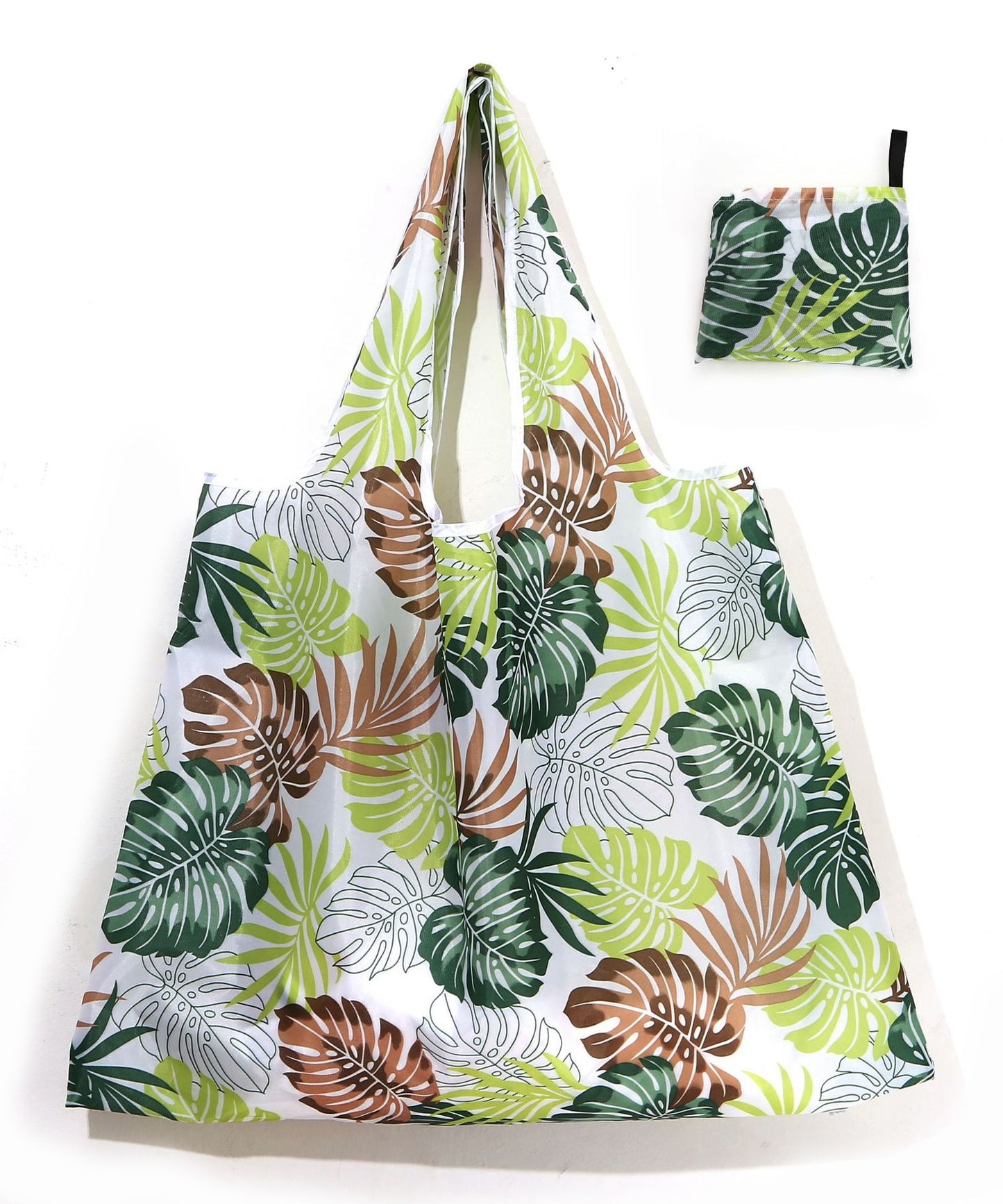 同柄2枚セット 大容量プリント折りたたみコンパクトエコバッグ