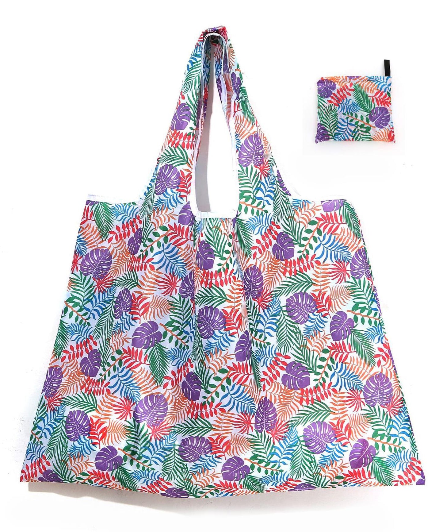 同柄2枚セット 大容量プリント折りたたみコンパクトエコバッグ