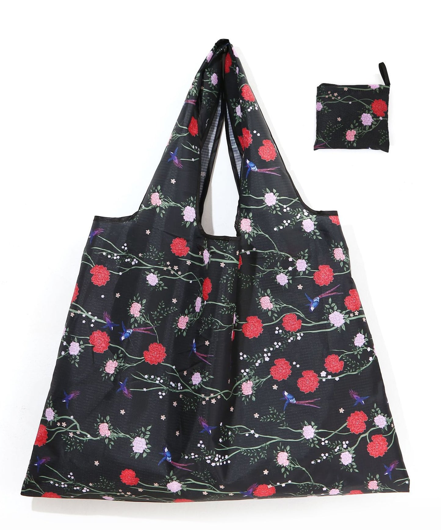 同柄2枚セット 大容量プリント折りたたみコンパクトエコバッグ