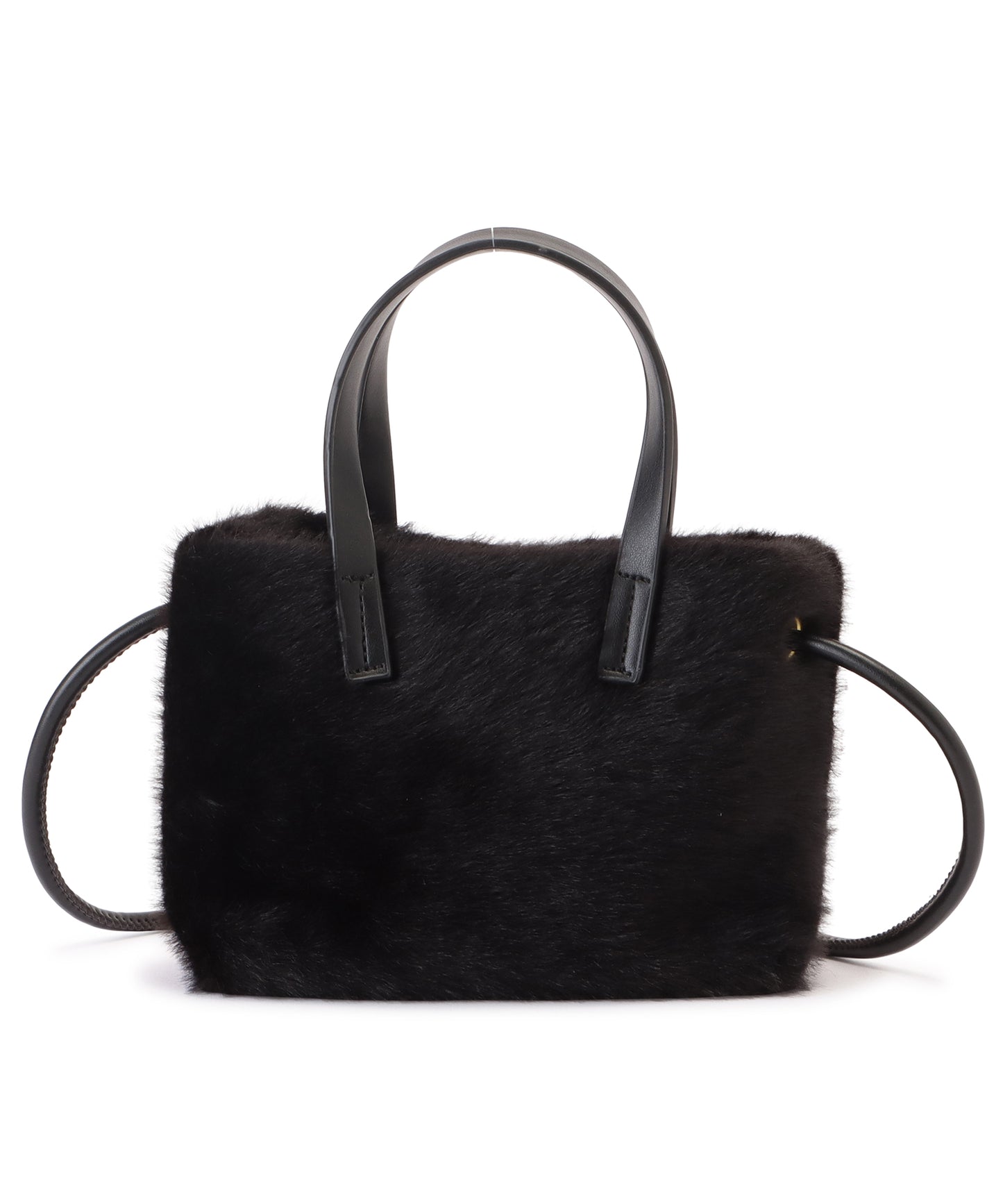 ファー×レザー調スクエアショルダーバッグ