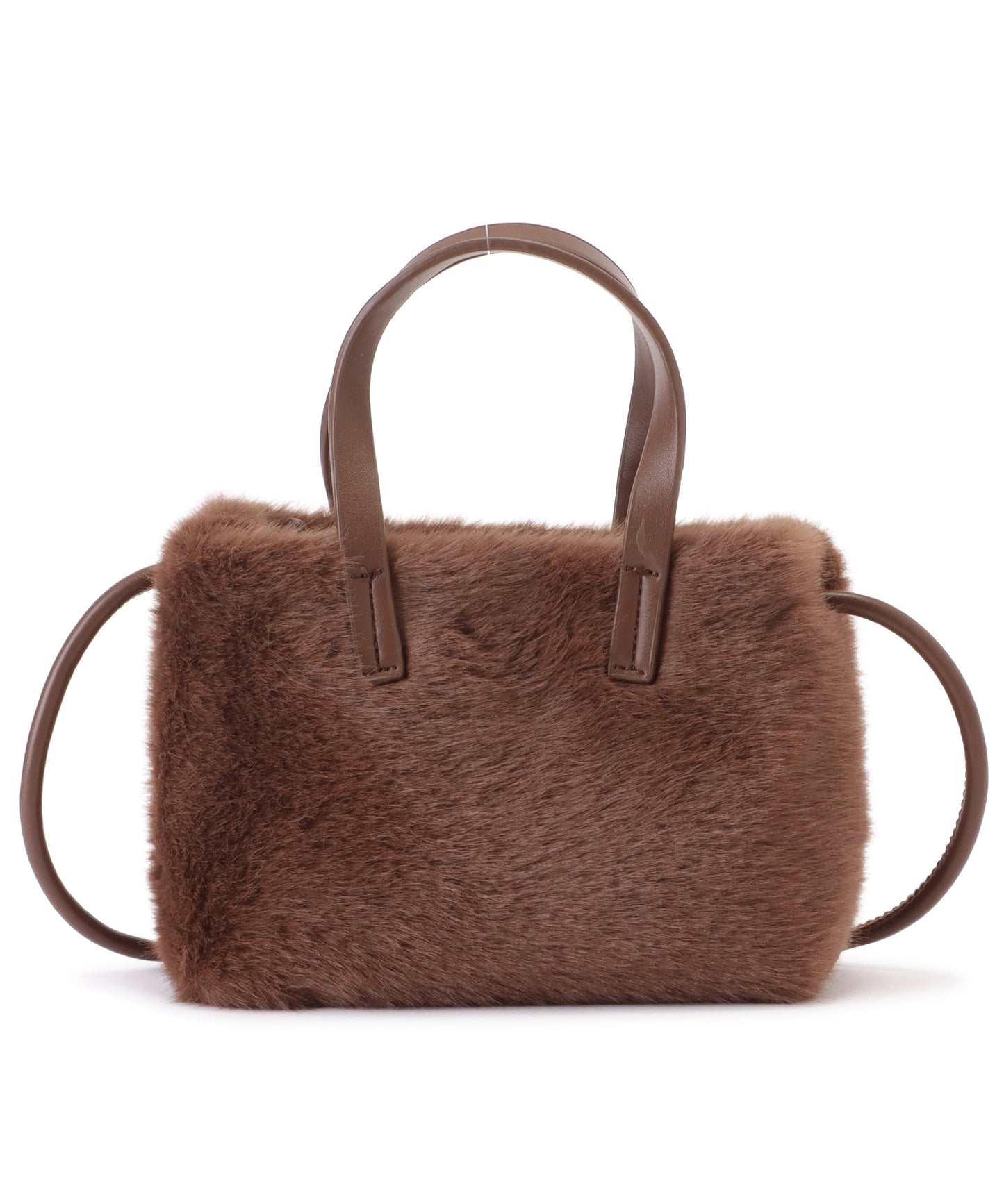 ファー×レザー調スクエアショルダーバッグ