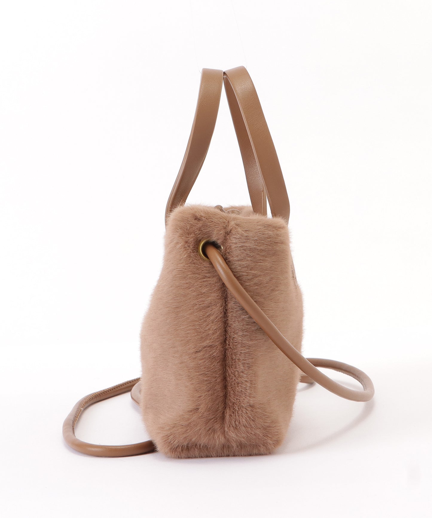 ファー×レザー調スクエアショルダーバッグ