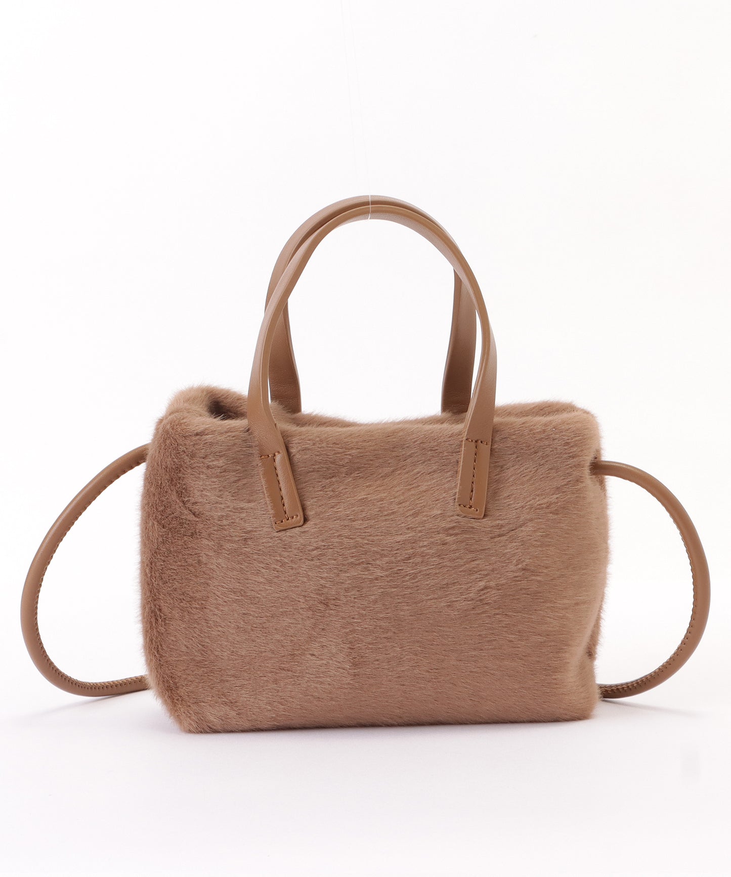 ファー×レザー調スクエアショルダーバッグ