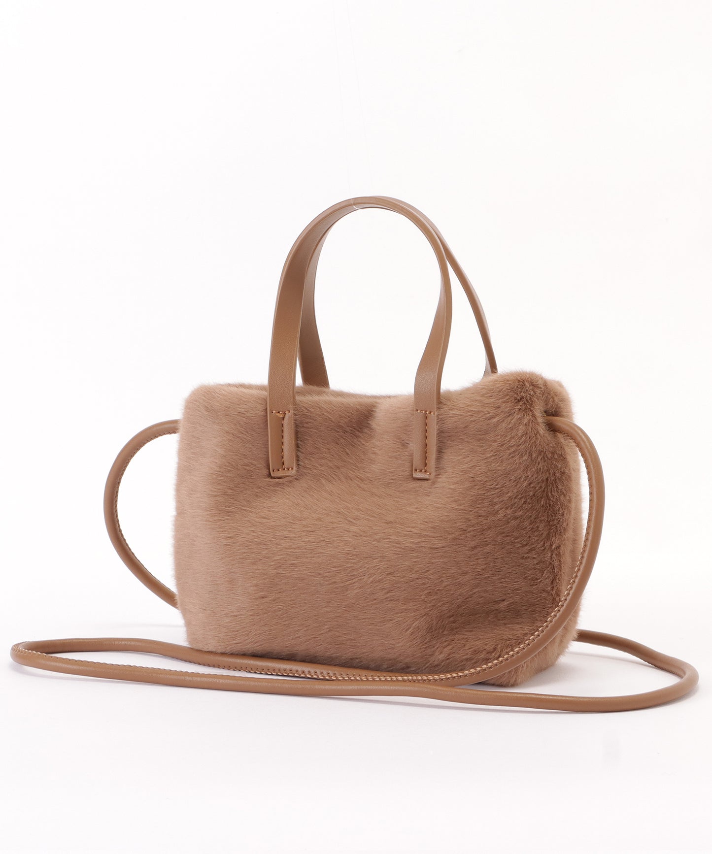 ファー×レザー調スクエアショルダーバッグ