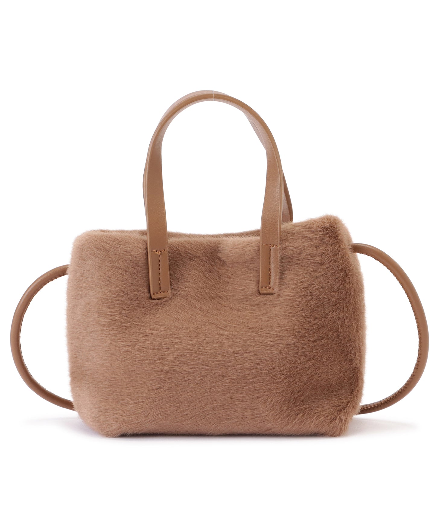 ファー×レザー調スクエアショルダーバッグ