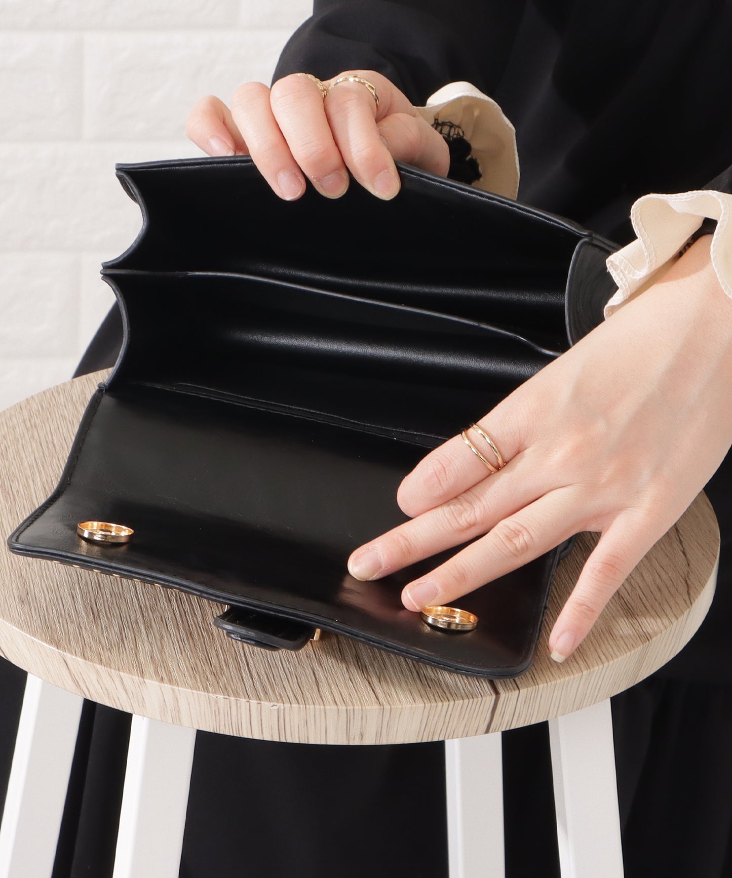 ミックスツイードスタッズ付き2WAYショルダーバッグ