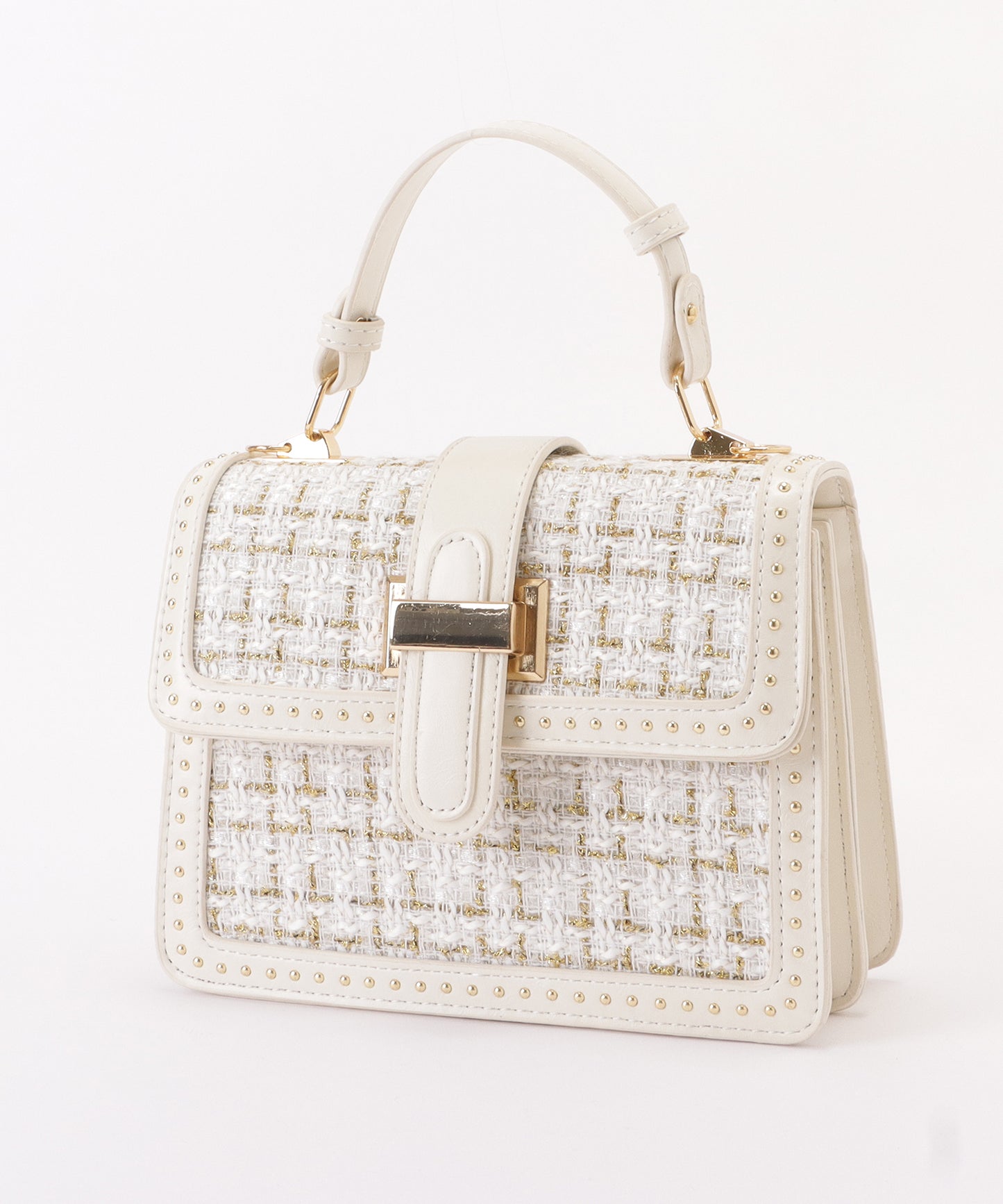 ミックスツイードスタッズ付き2WAYショルダーバッグ