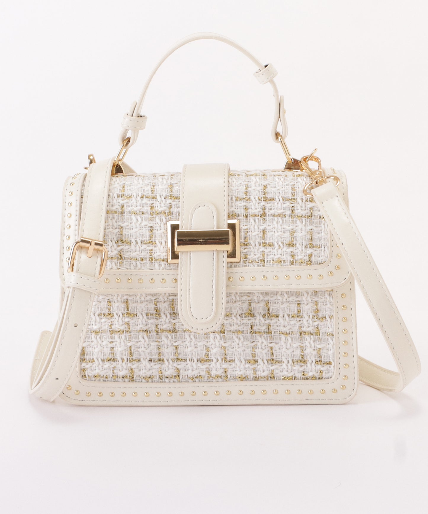 ミックスツイードスタッズ付き2WAYショルダーバッグ