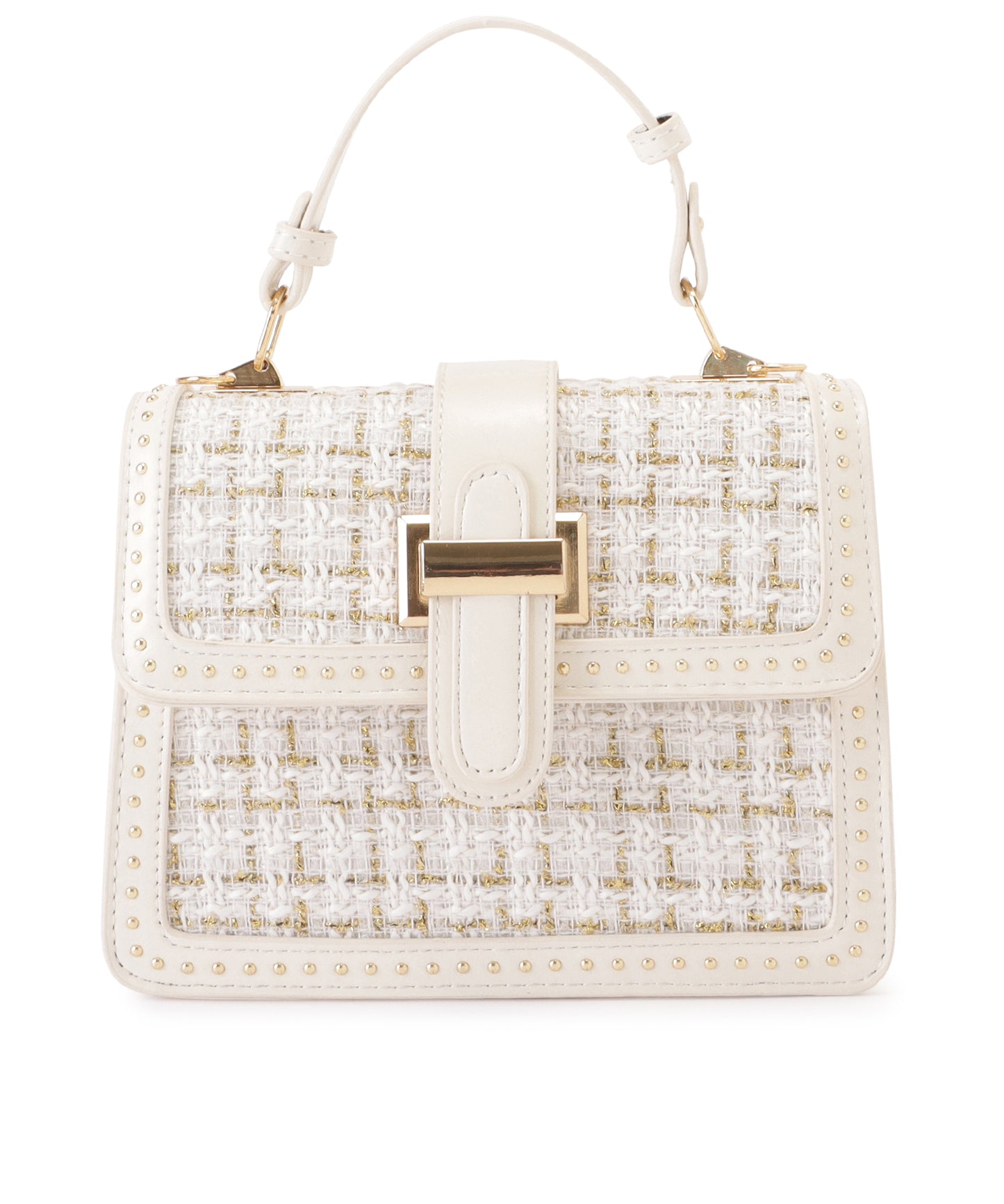 ミックスツイードスタッズ付き2WAYショルダーバッグ