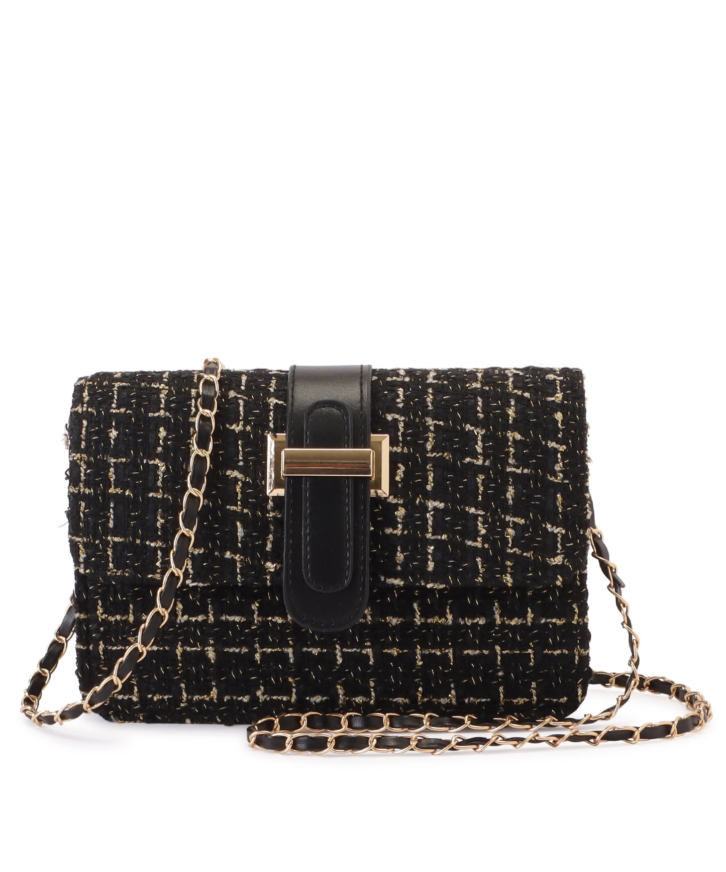 ラメ入りミックスツイードショルダーバッグ