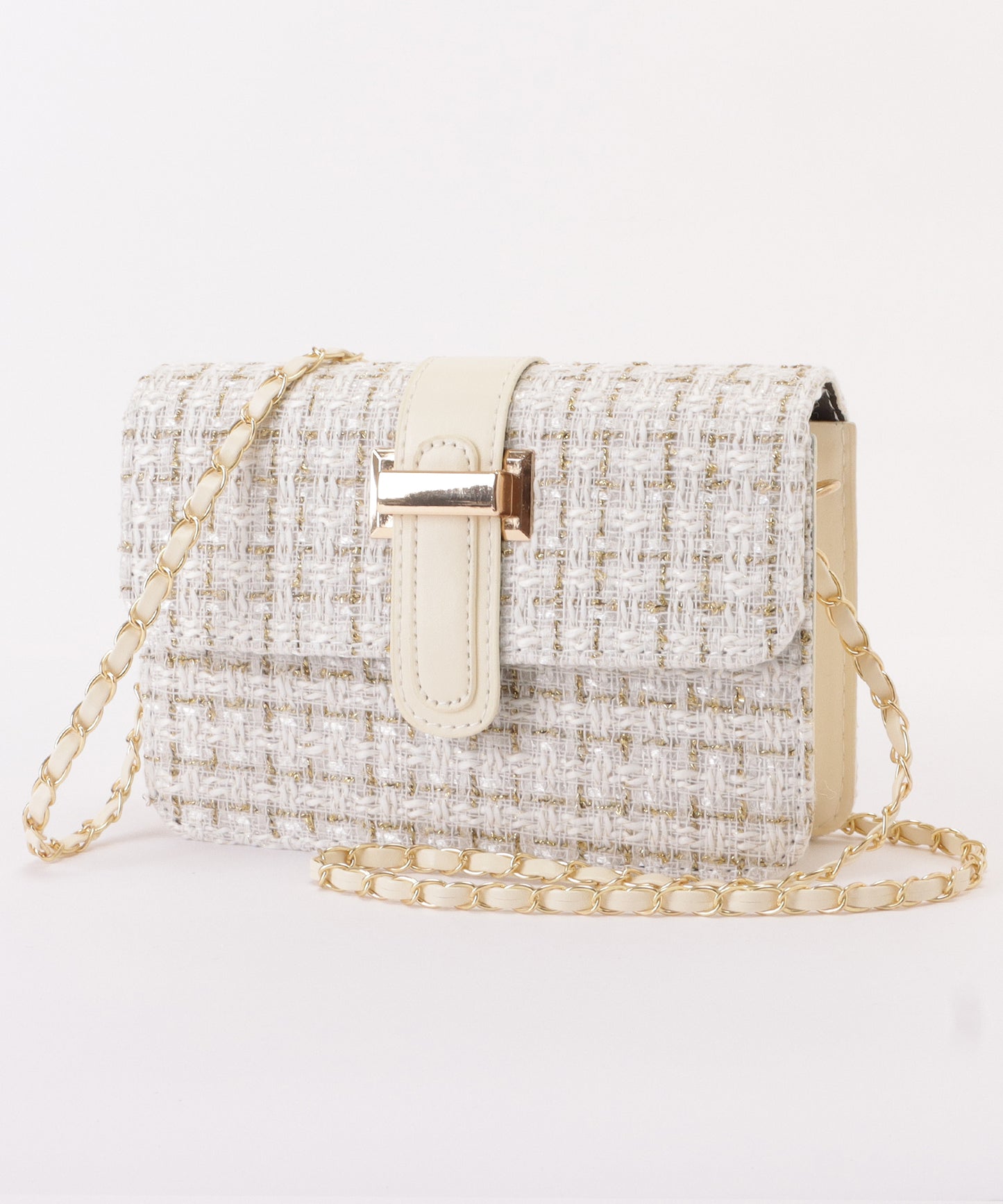 ラメ入りミックスツイードショルダーバッグ