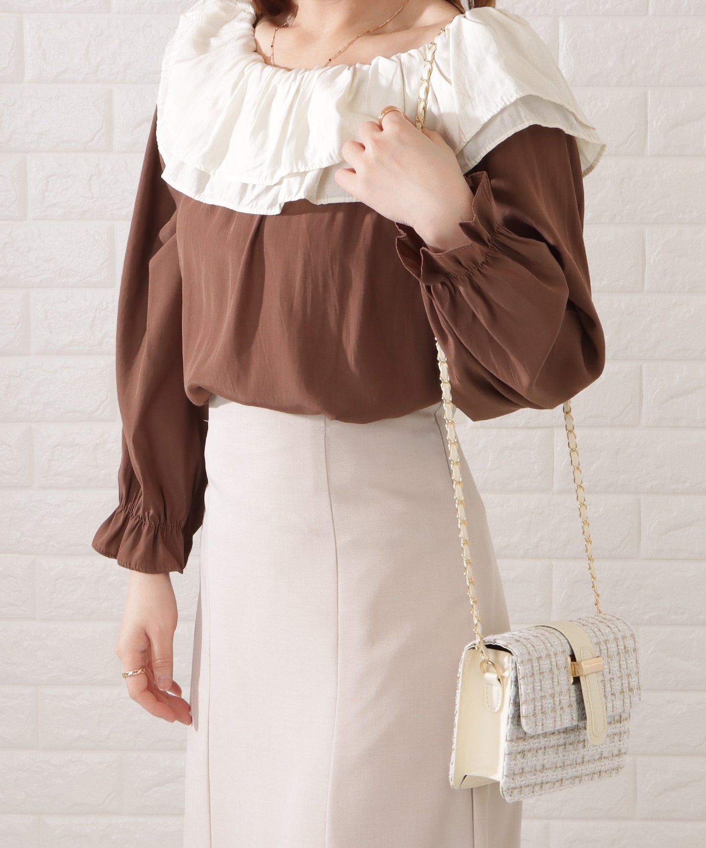 ラメ入りミックスツイードショルダーバッグ