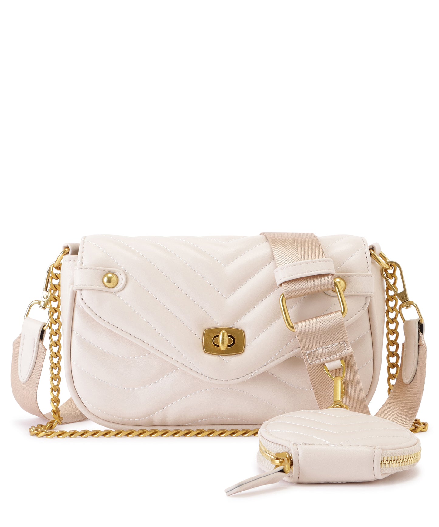 ミニポーチ付き2WAYキルティングショルダーバッグ