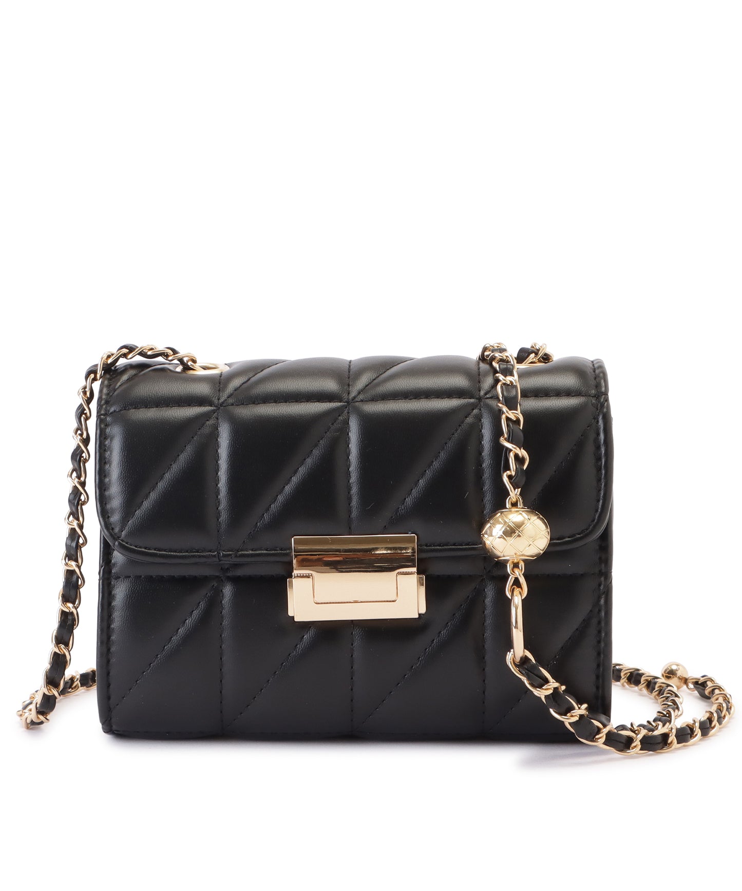 レザー調トライアングルキルティングチェーンショルダーバッグ