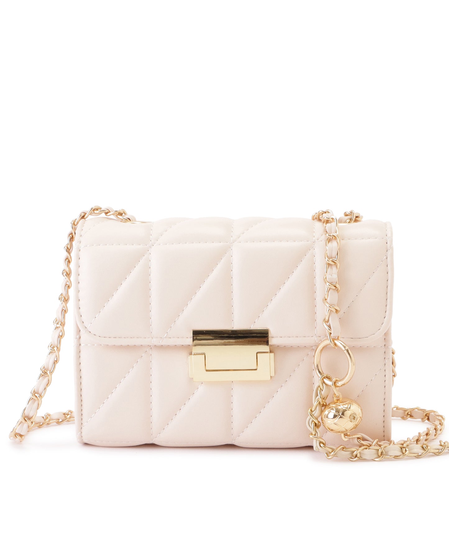 レザー調トライアングルキルティングチェーンショルダーバッグ