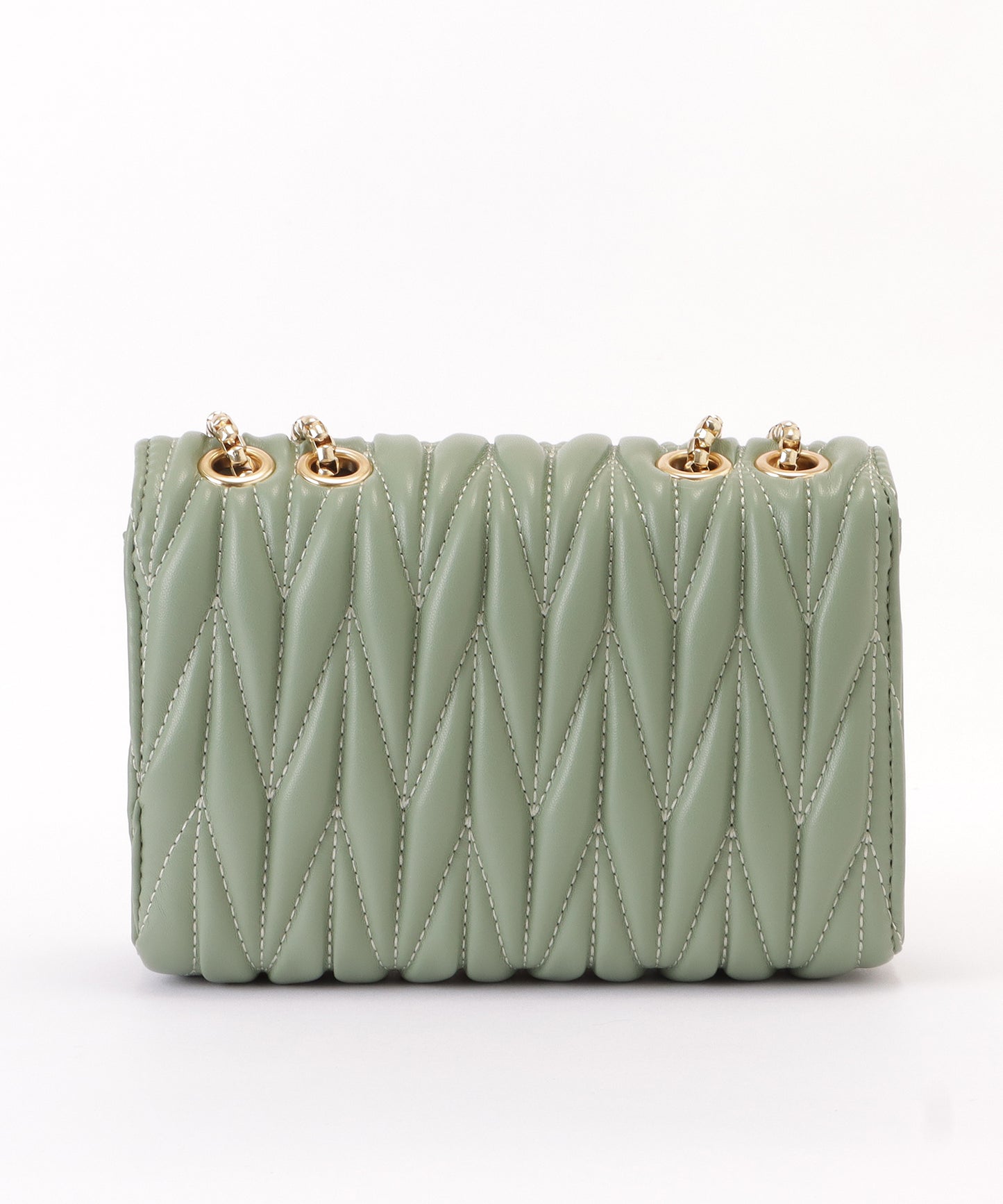 レザー調ヘリンボーンキルティングチェーンショルダーバッグ