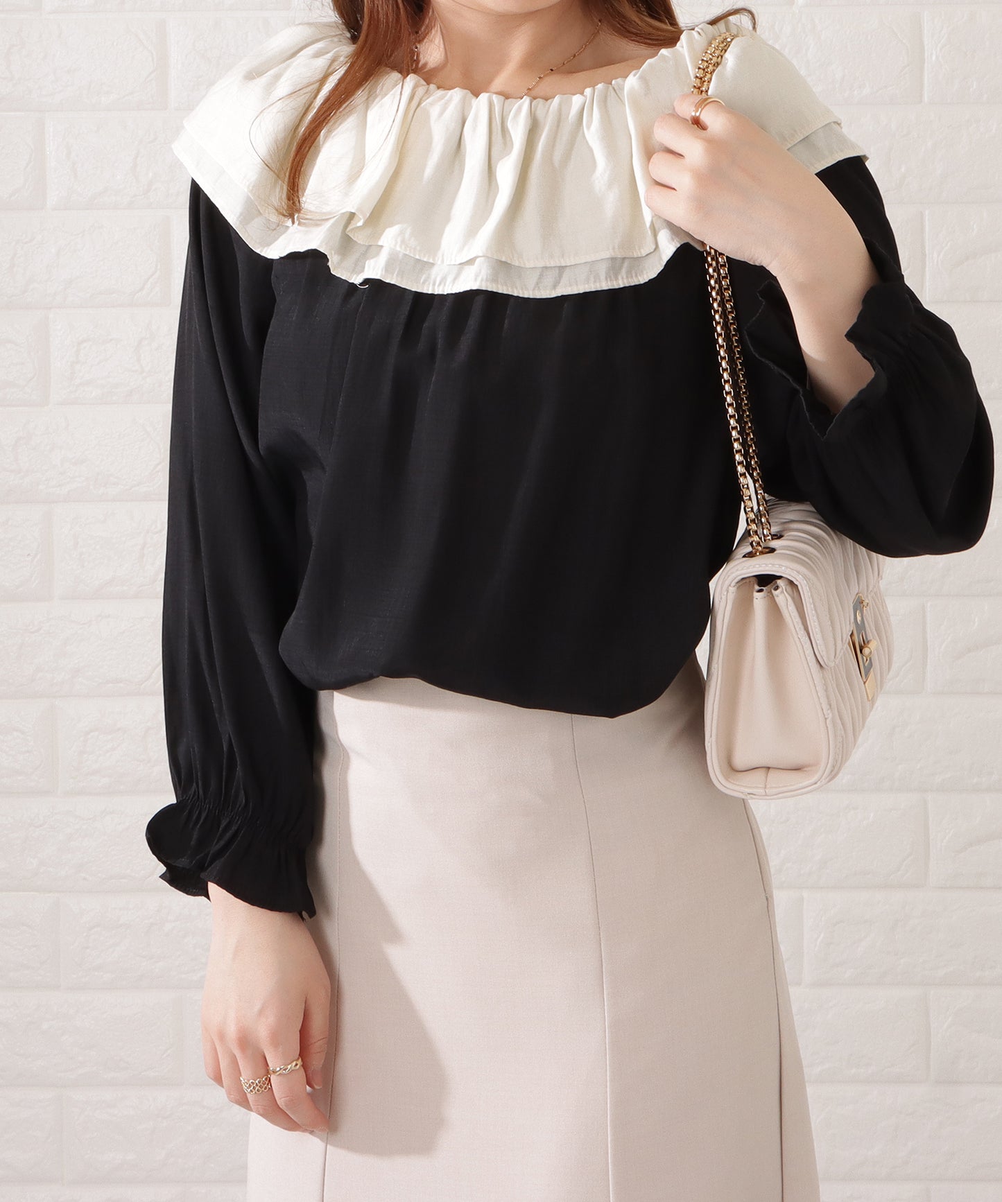 レザー調ヘリンボーンキルティングチェーンショルダーバッグ