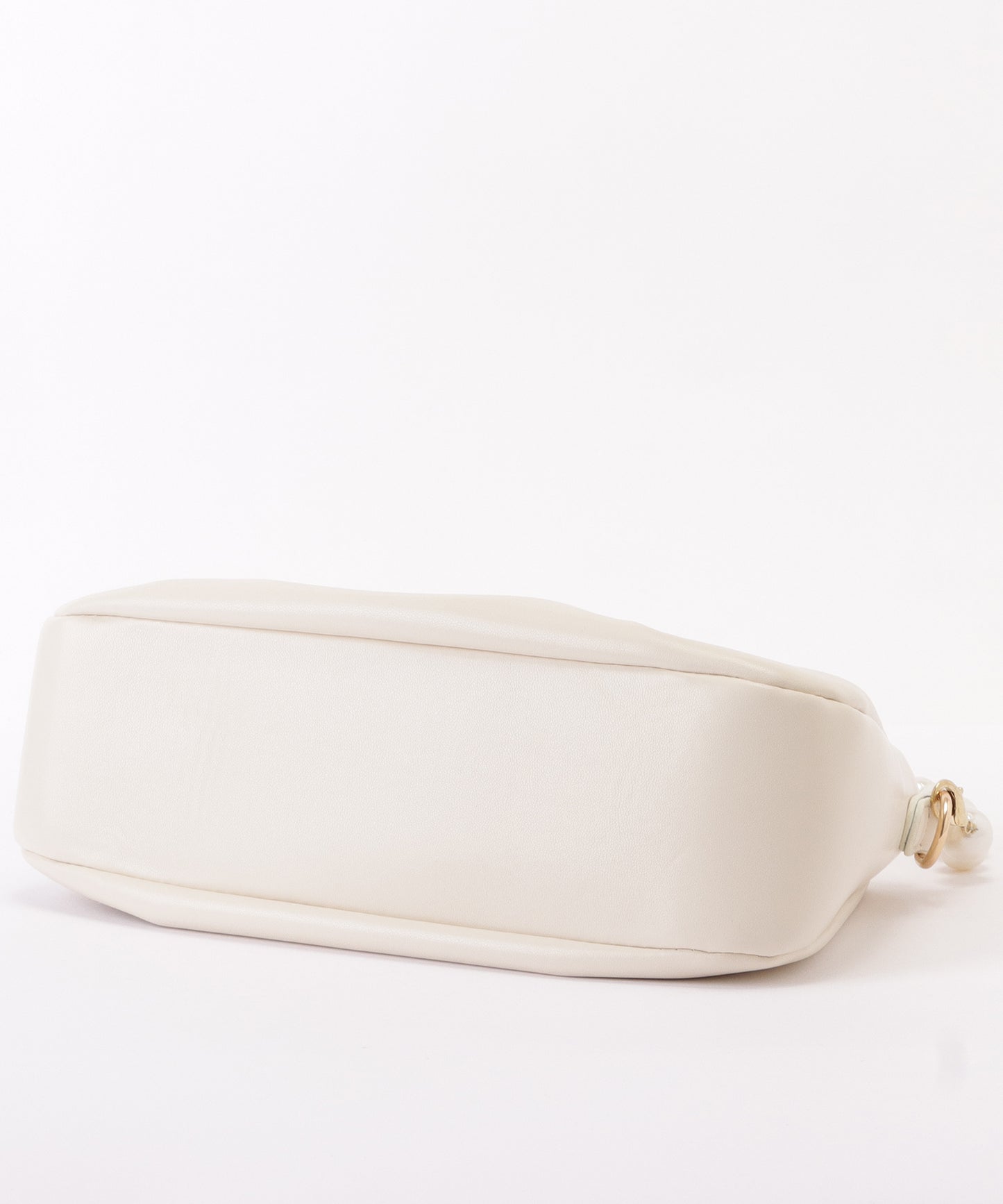 レザー調パール付きギャザーショルダーバッグ