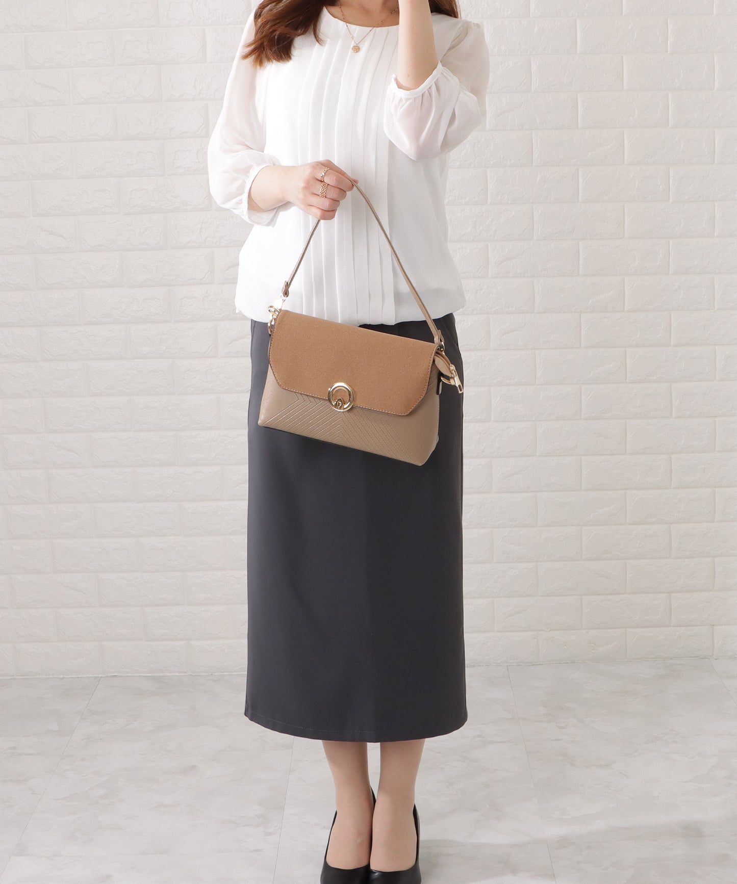 レザー調ステッチ2WAYショルダーバッグ