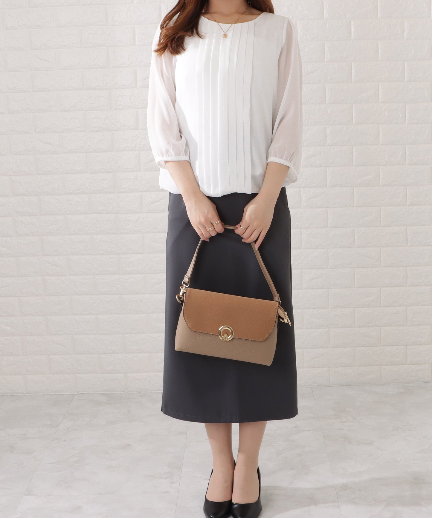 レザー調ステッチ2WAYショルダーバッグ