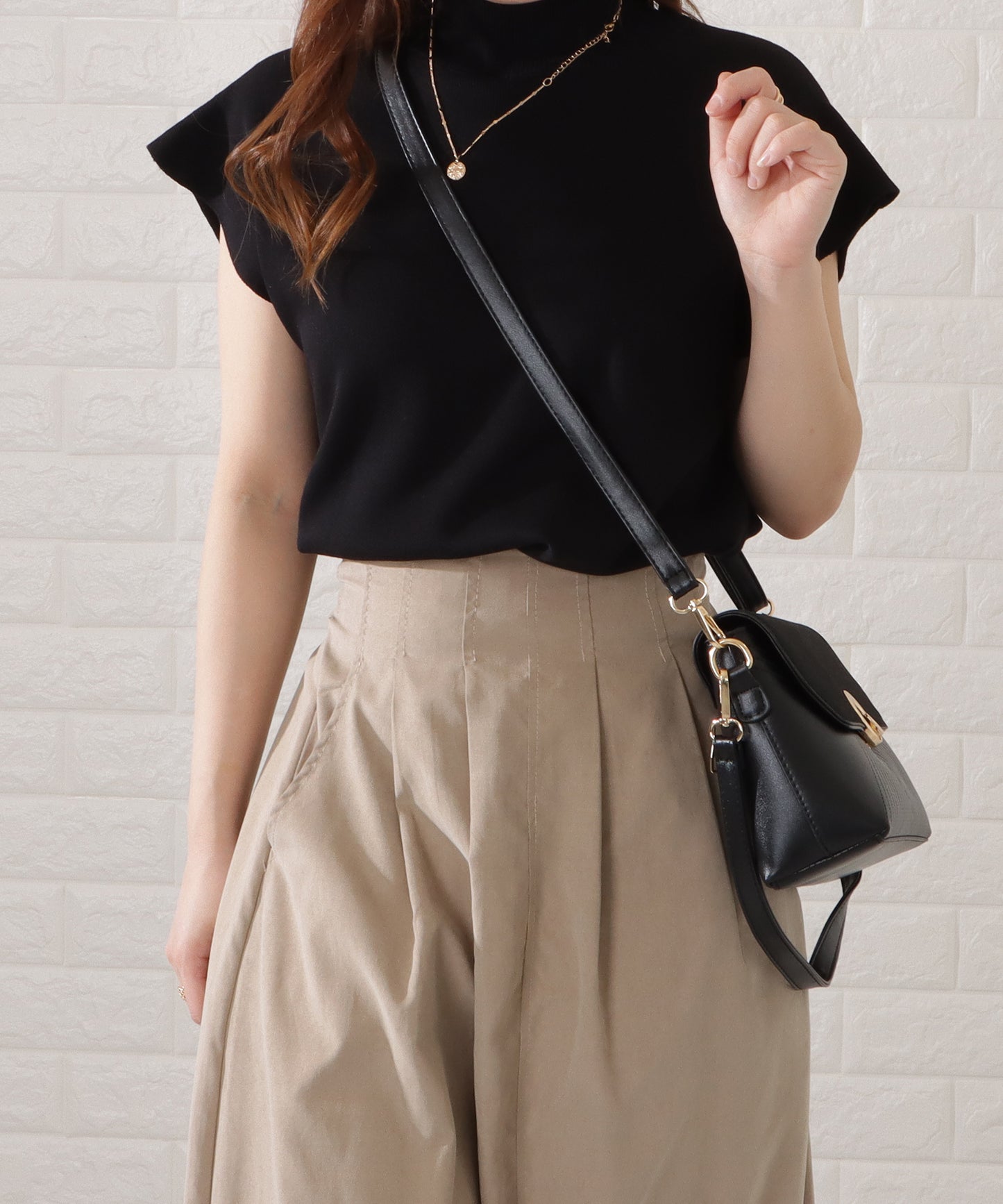 レザー調ステッチ2WAYショルダーバッグ